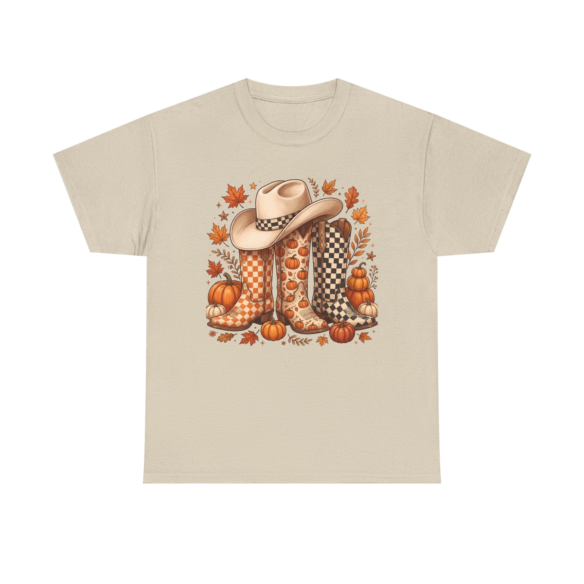 Cowboy Boots & Hat Autumn Tee — Fall Pumpkin Western Graphic T-Shirt