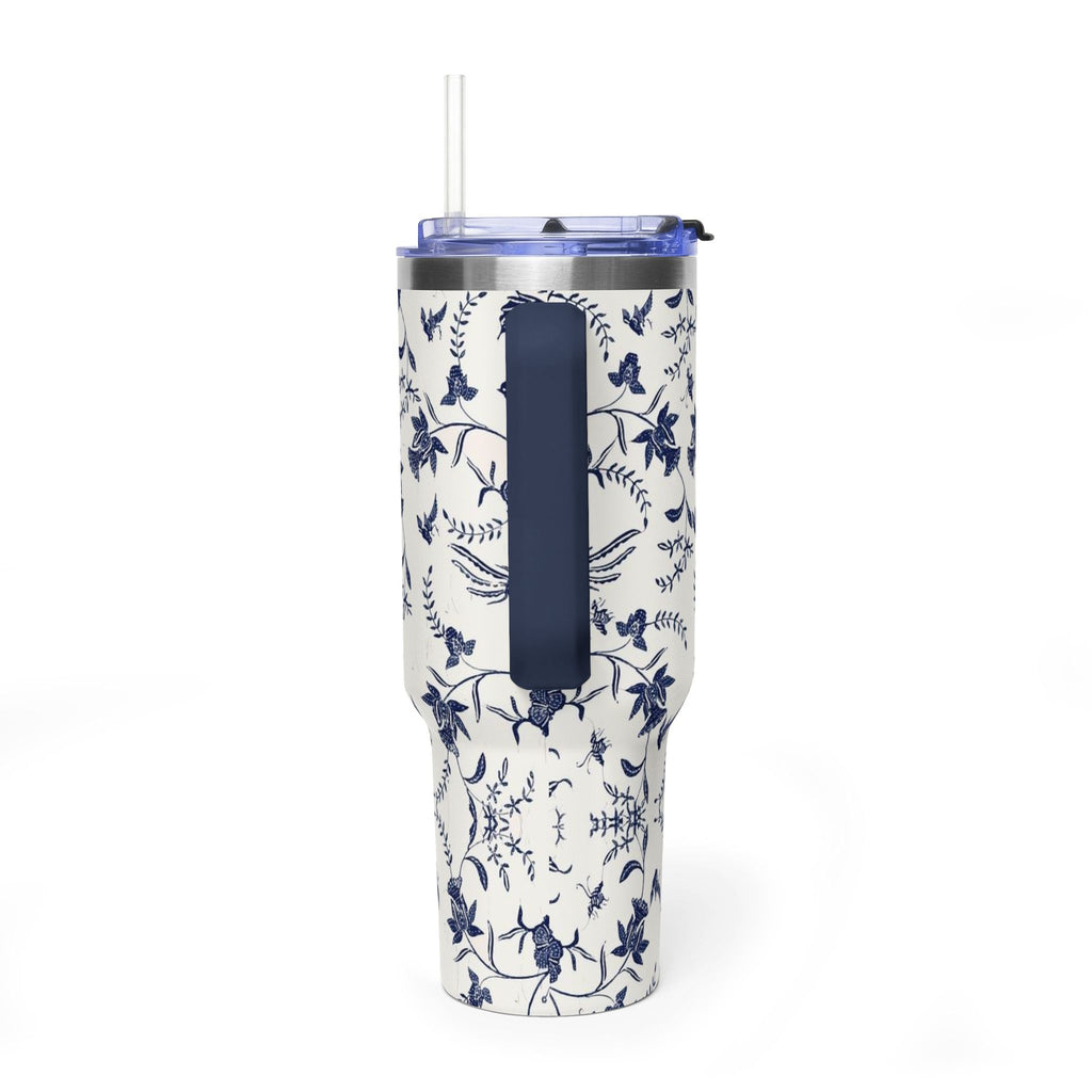 40oz Blue Floral Travel Tumbler – Insulated Vacuum Cup