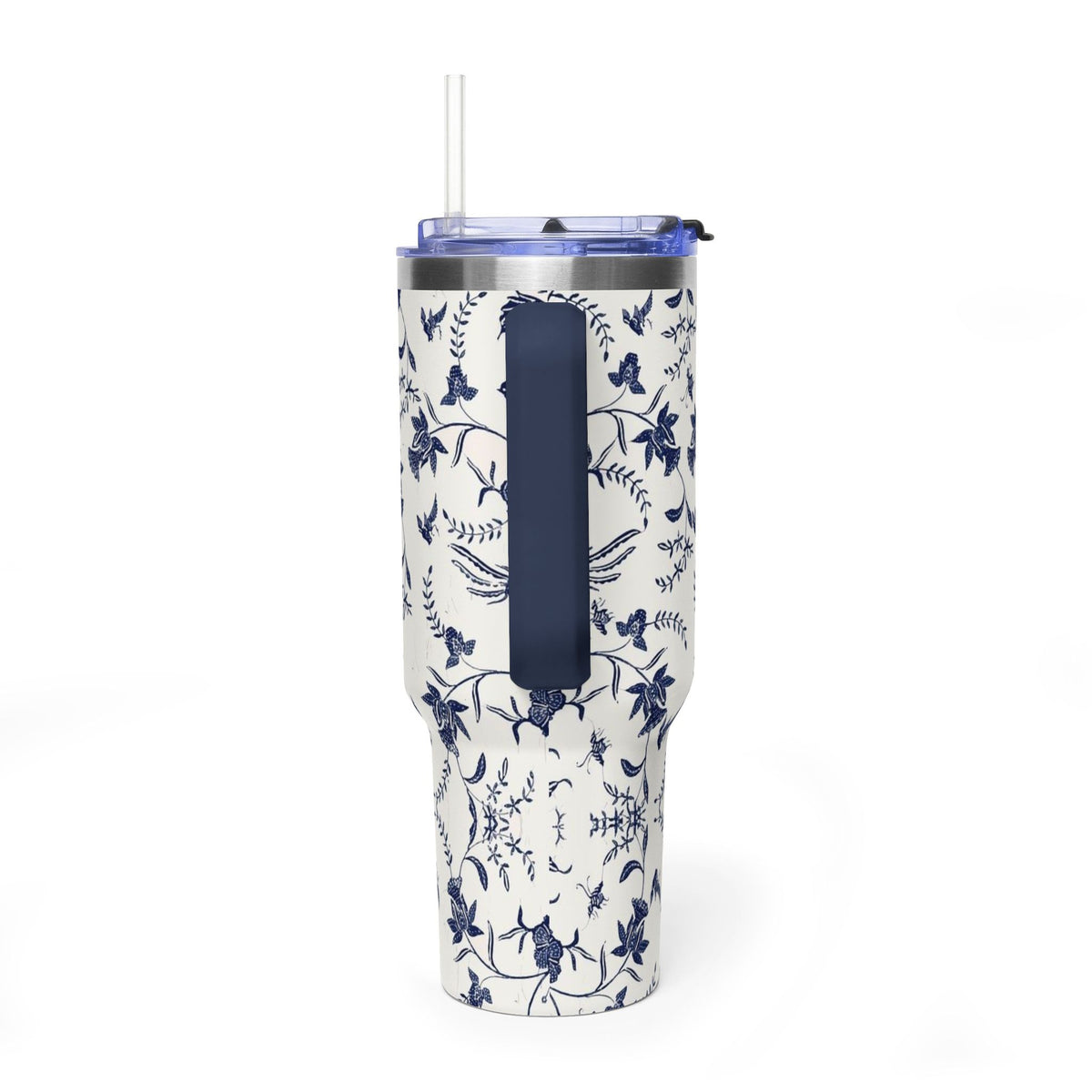 40oz Blue Floral Travel Tumbler – Insulated Vacuum Cup