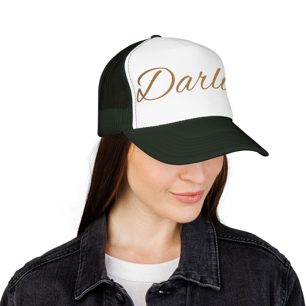 Darlin' Glitter Script Trucker Hat — Women's Casual Mesh Cap