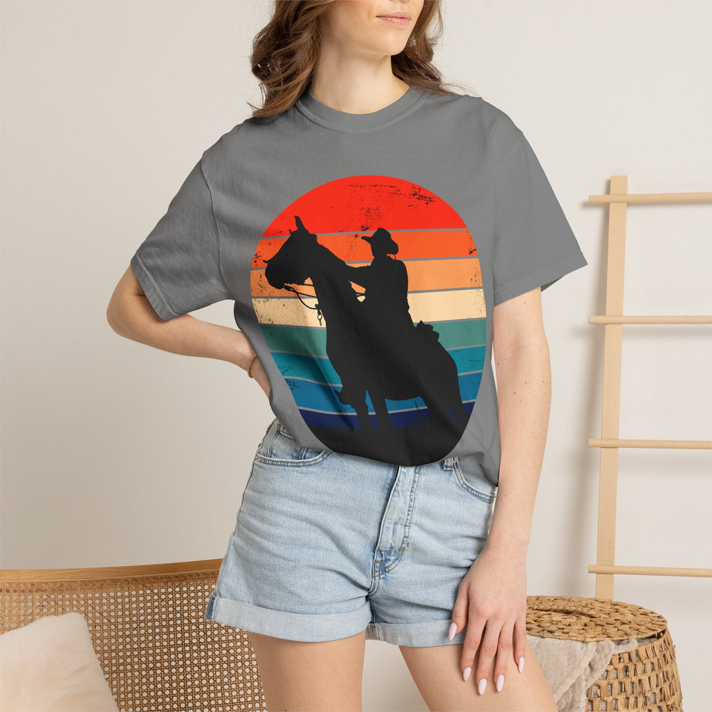 Cowboy Silhouette T-Shirt — Retro Sunset Western Tee