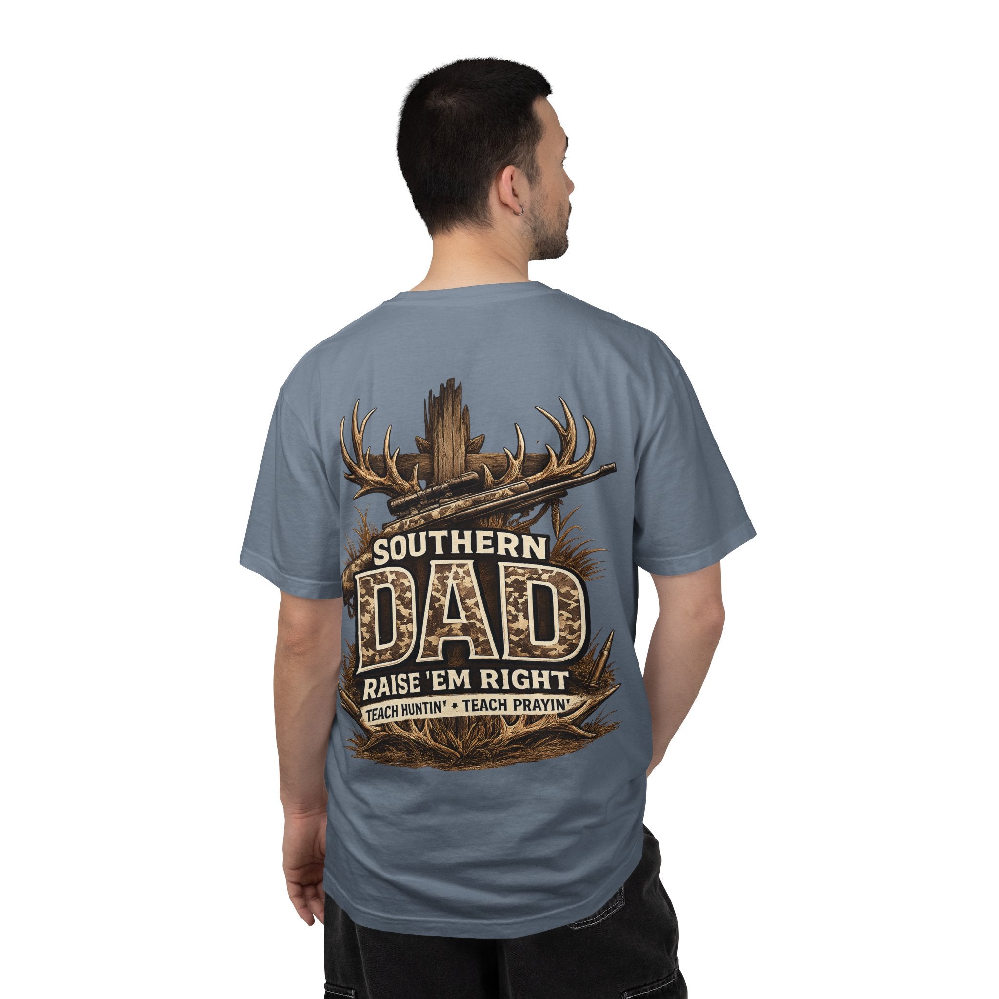 Southern Dad Hunting T-Shirt — "Raise 'Em Right" Graphic Tee