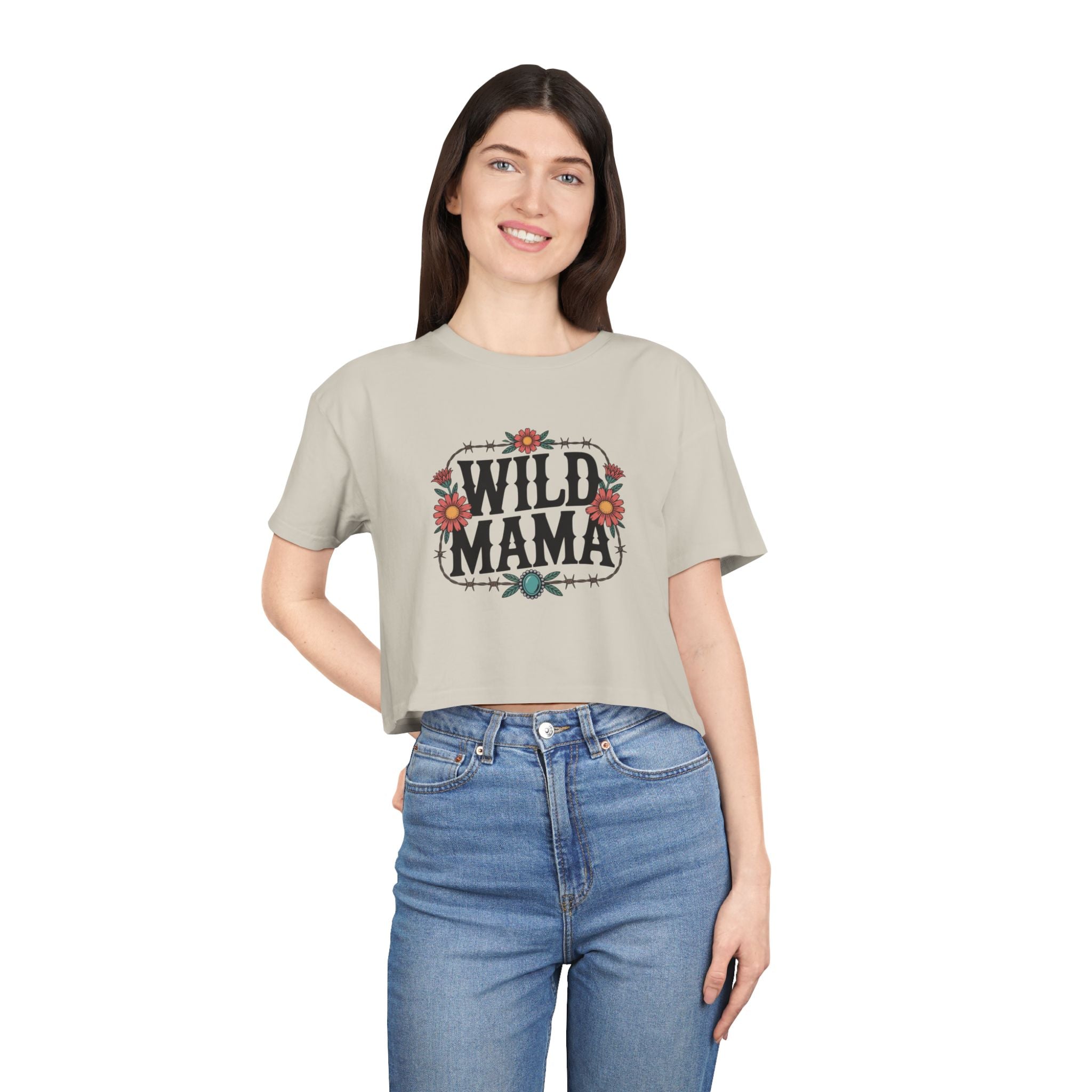 Wild Mama Crop Tee – Floral Western Mother's Day Top
