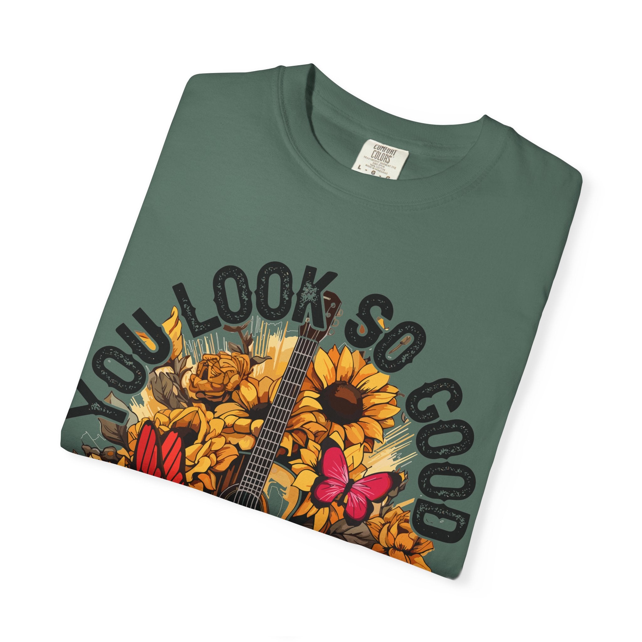 You Look So Good I'm In Love Guitar Floral T-Shirt