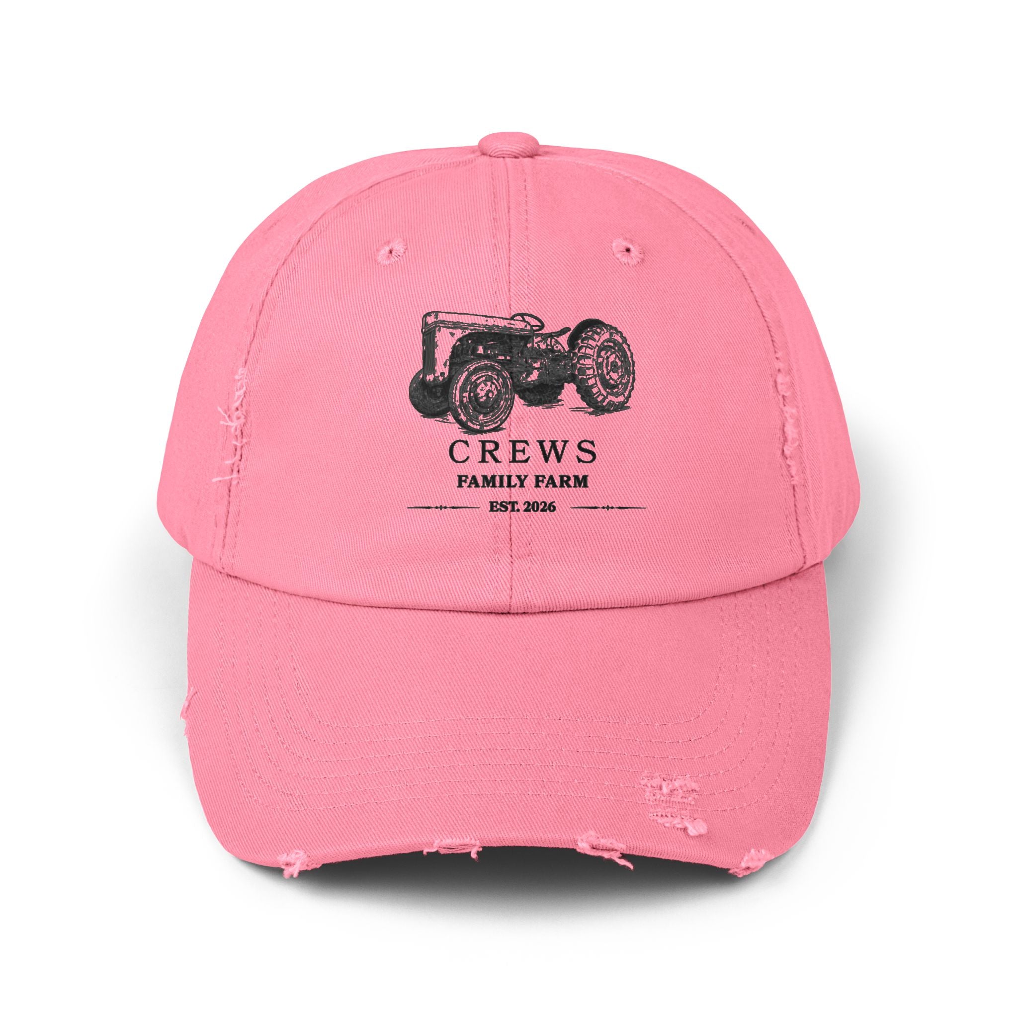 Distressed Tractor Cap — "Crews Family Farm" Vintage Farmers Hat