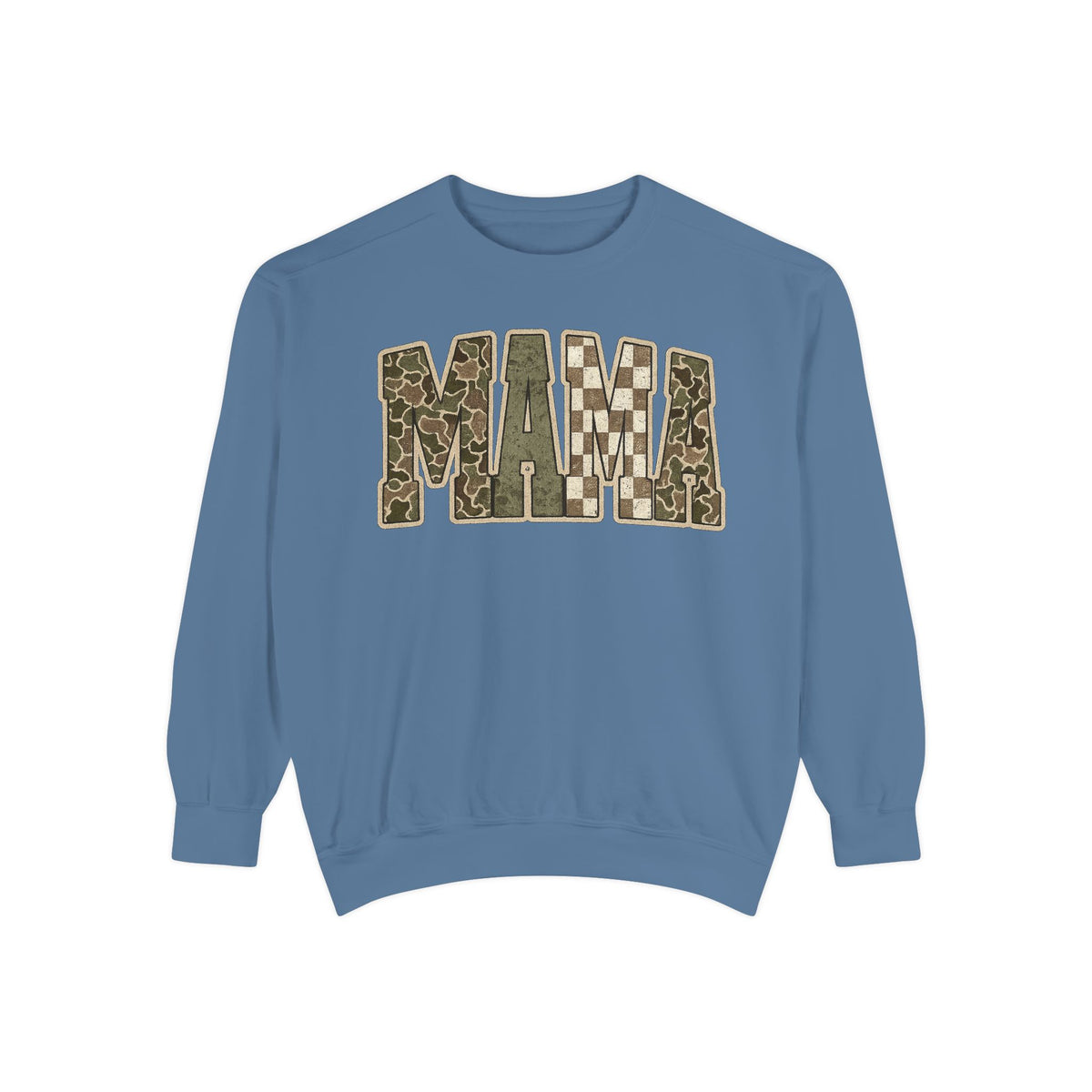 MAMA Camo Patch Sweatshirt — Women's Mama Graphic Crewneck