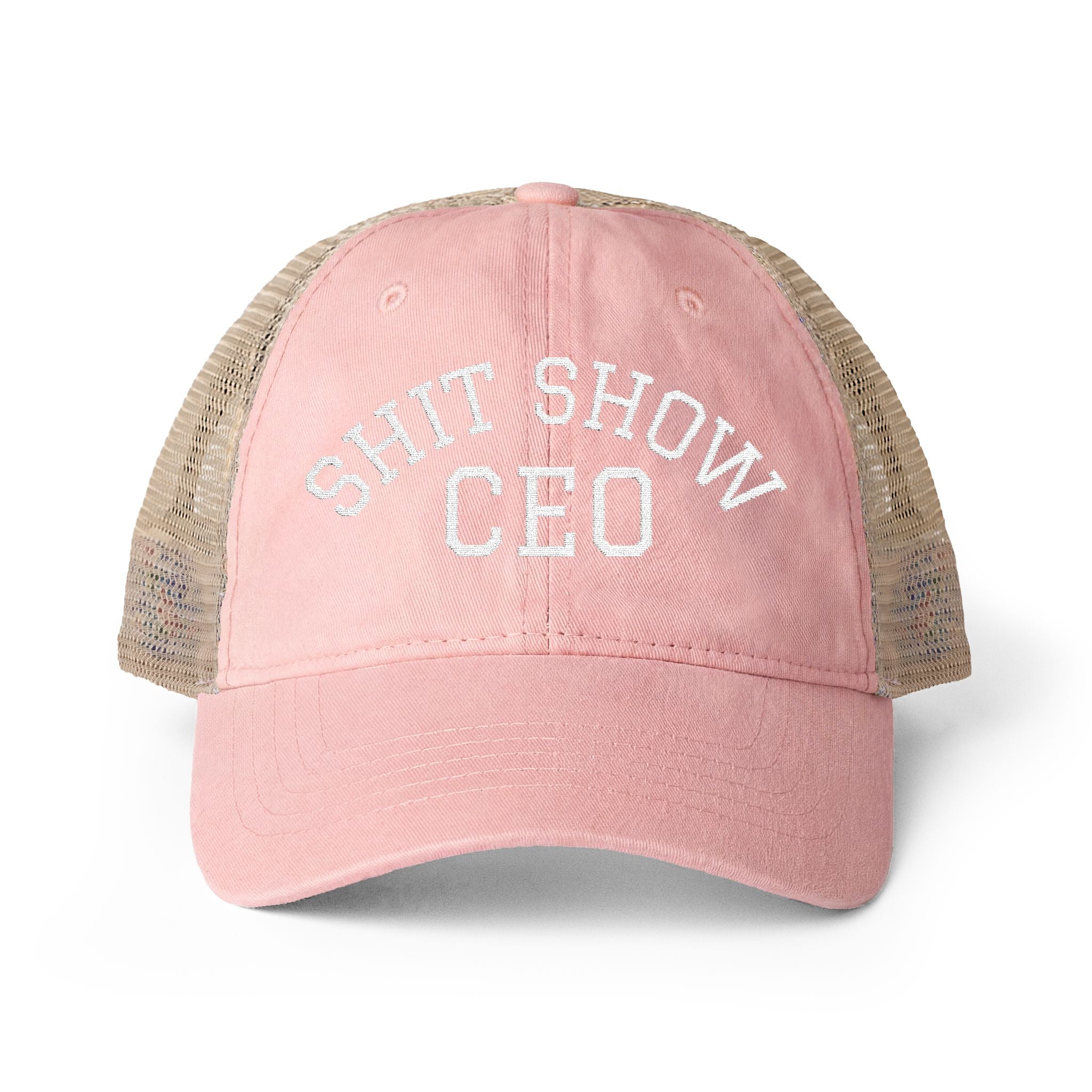 Women's Washed Mesh-Back Cap with Ponytail Hole