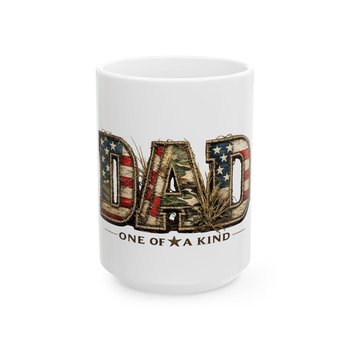 Dad One of a Kind Ceramic Mug — Patriotic Camo Coffee Cup (11oz & 15oz)