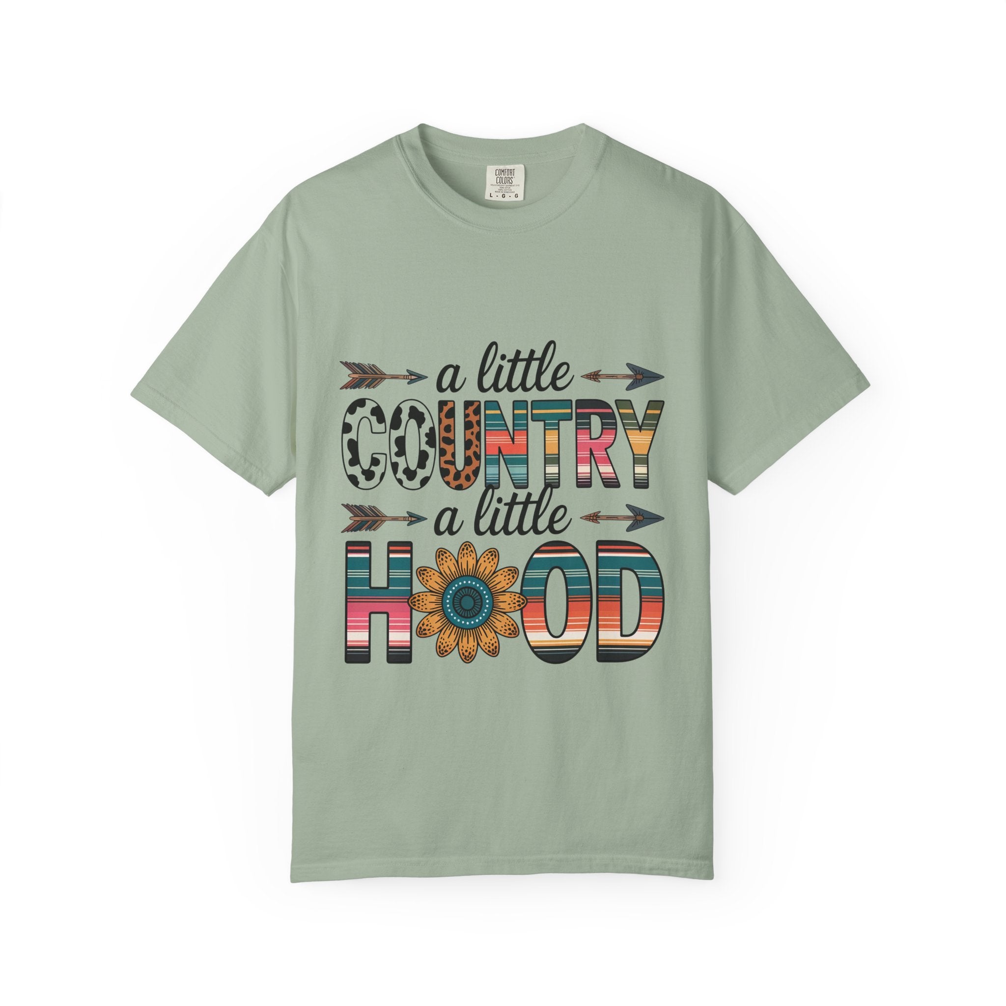 Country & Hood Graphic T-Shirt — "A Little Country A Little Hood" Sunflower Design