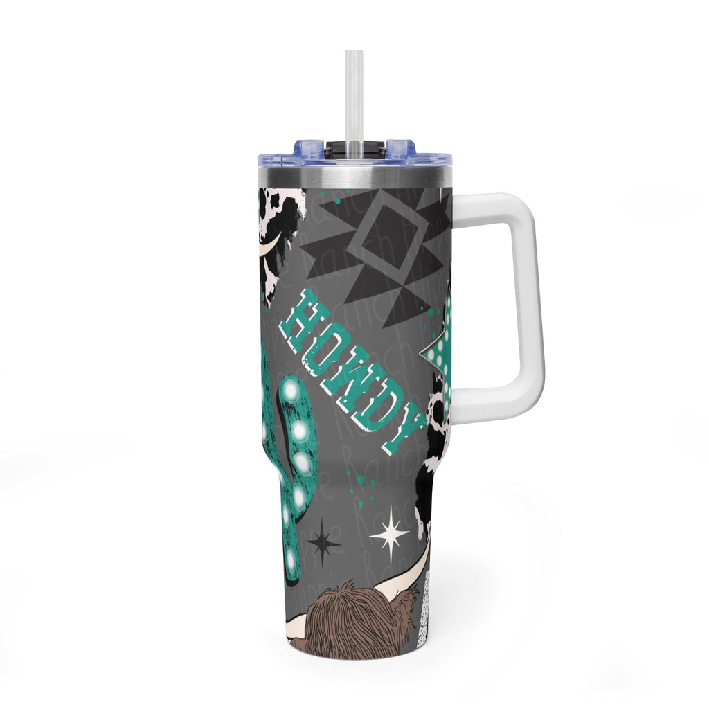 40oz Western Cactus Tumbler – Bull & Neon Cactus Vacuum Thermal Cup
