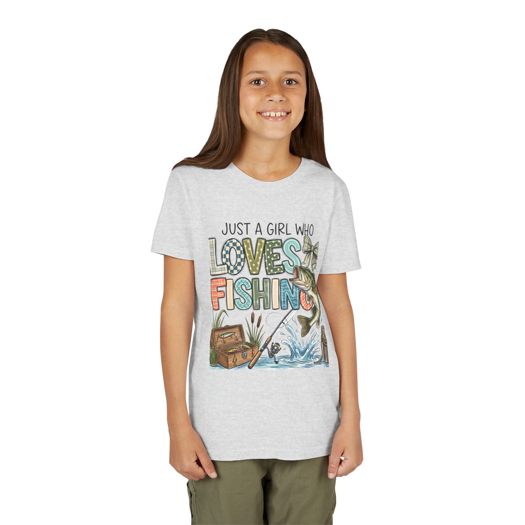 Youth Fishing Tee — "Just a Girl Who Loves Fishing" Graphic Shirt