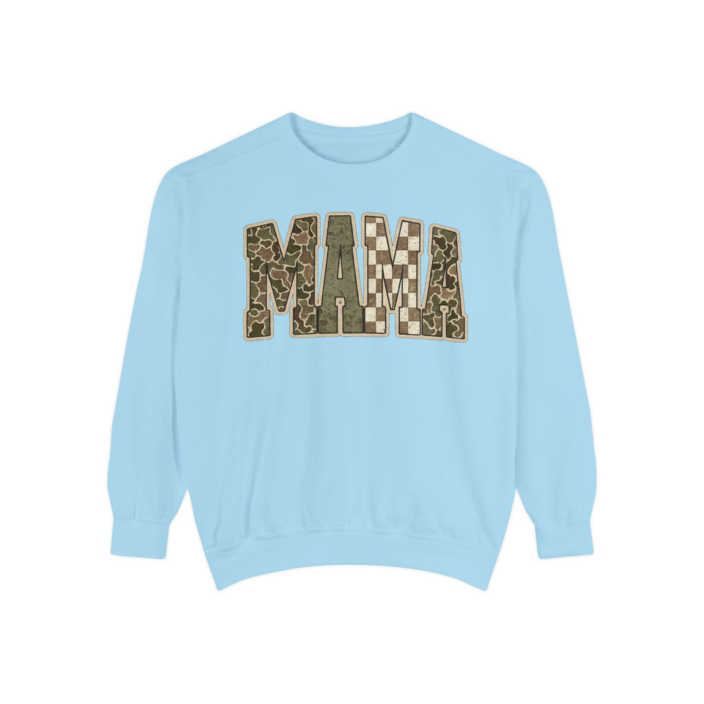 MAMA Camo Patch Sweatshirt — Women's Mama Graphic Crewneck