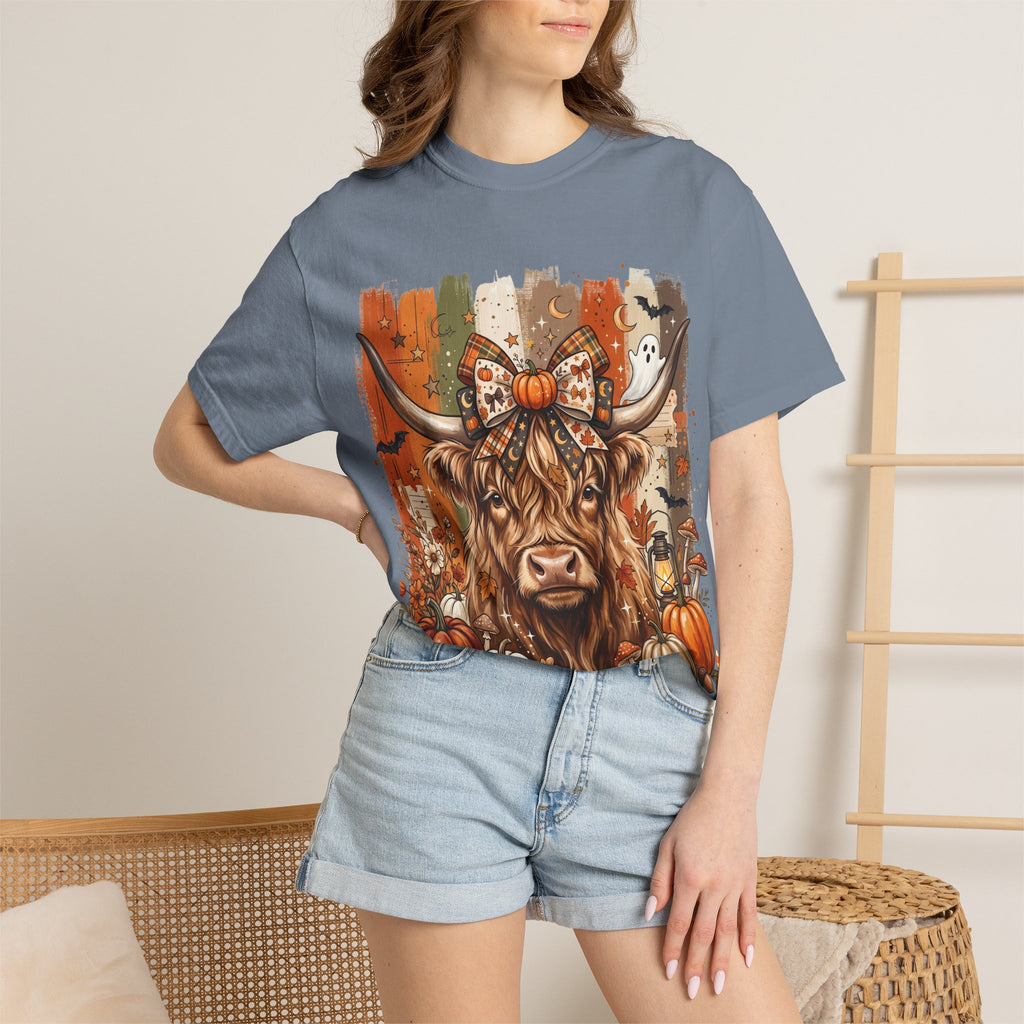 Highland Cow Halloween Pumpkin T-Shirt