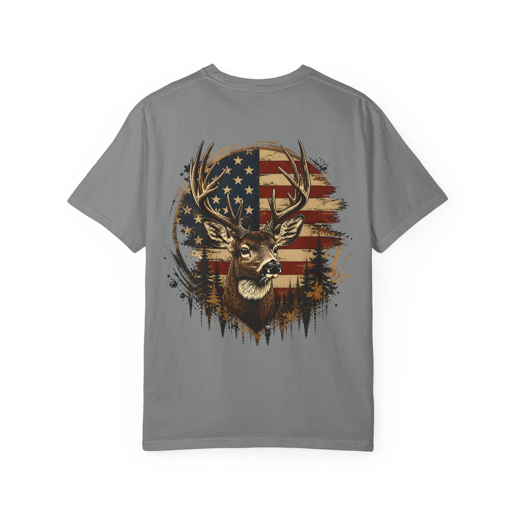 American Flag Deer T-Shirt — Patriotic Hunting Graphic Tee