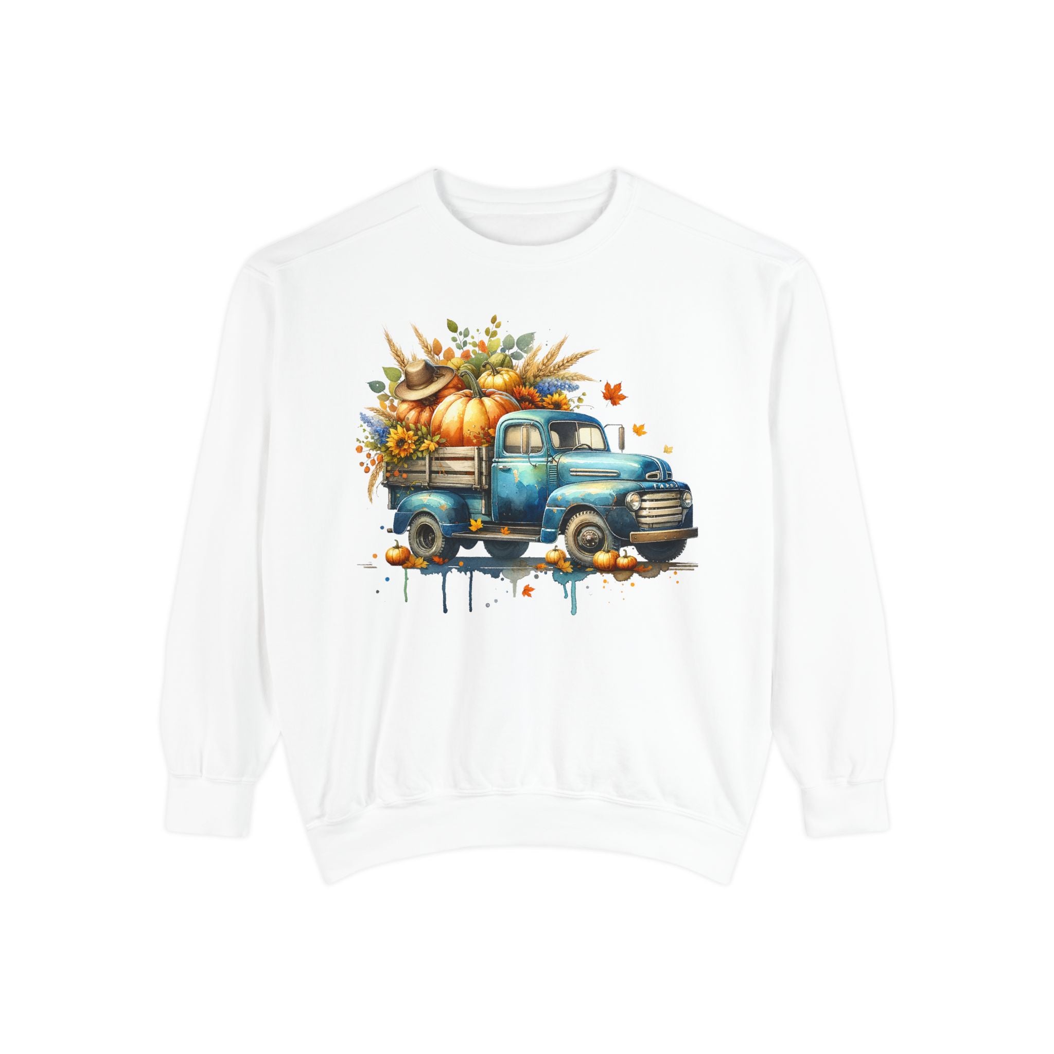 Fall Vintage Truck Sweatshirt – Pumpkin Harvest Graphic Crewneck