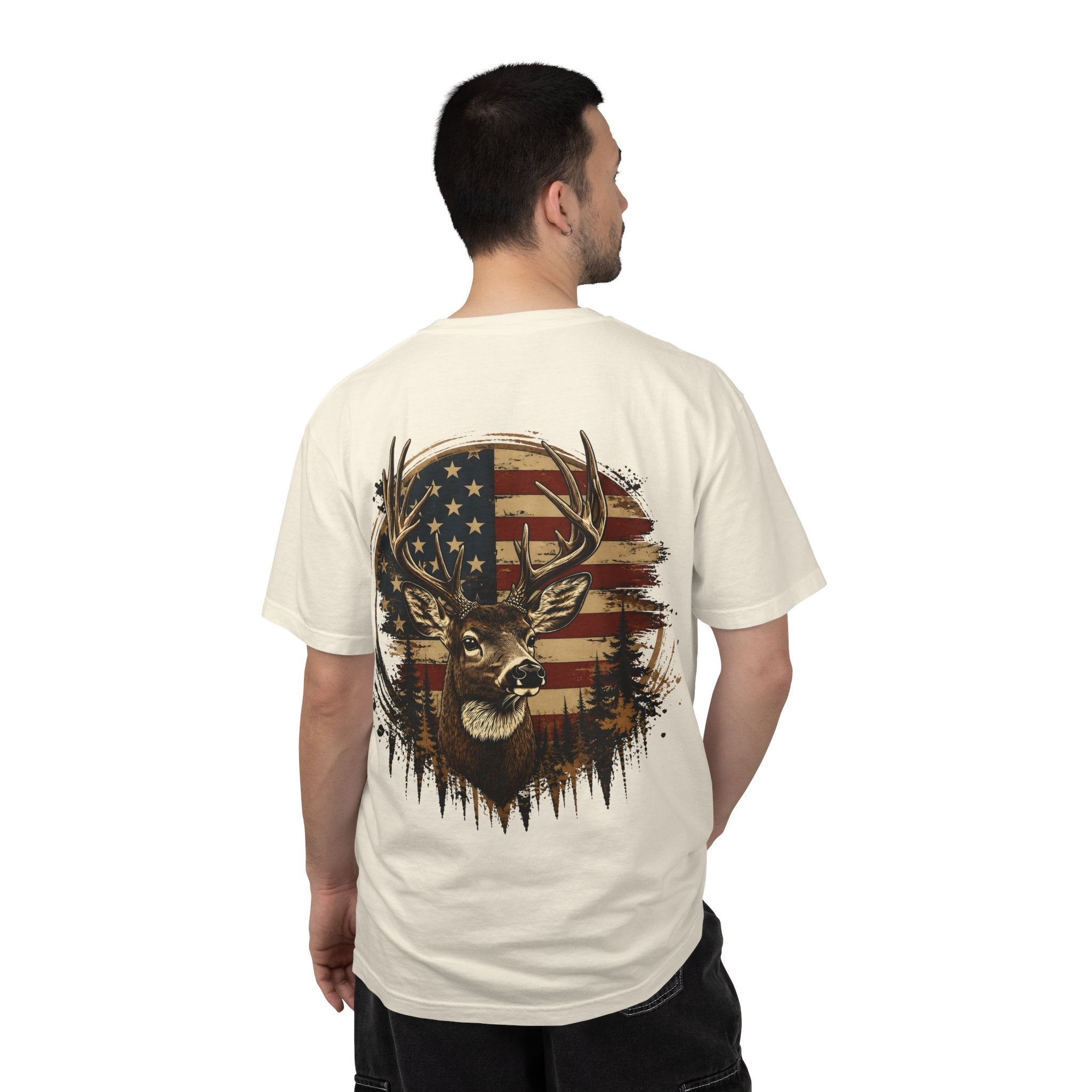American Flag Deer T-Shirt — Patriotic Hunting Graphic Tee