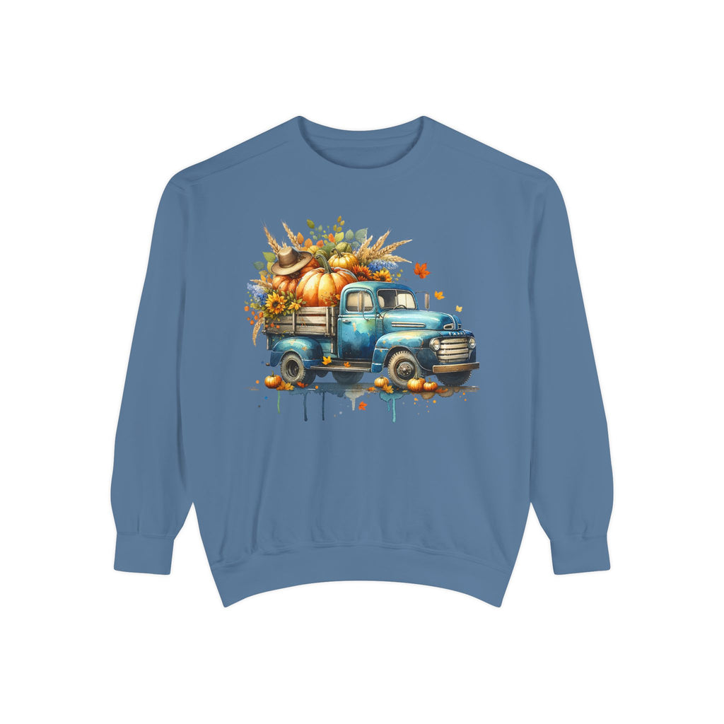 Fall Vintage Truck Sweatshirt – Pumpkin Harvest Graphic Crewneck