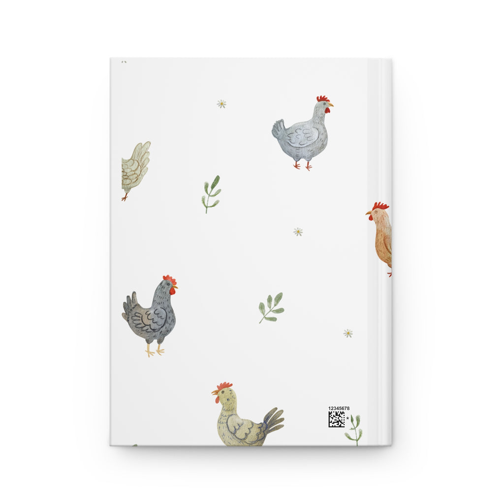 Chicken Pattern Hardcover Journal — Cute Farmhouse Notebook for Notes & Recipes