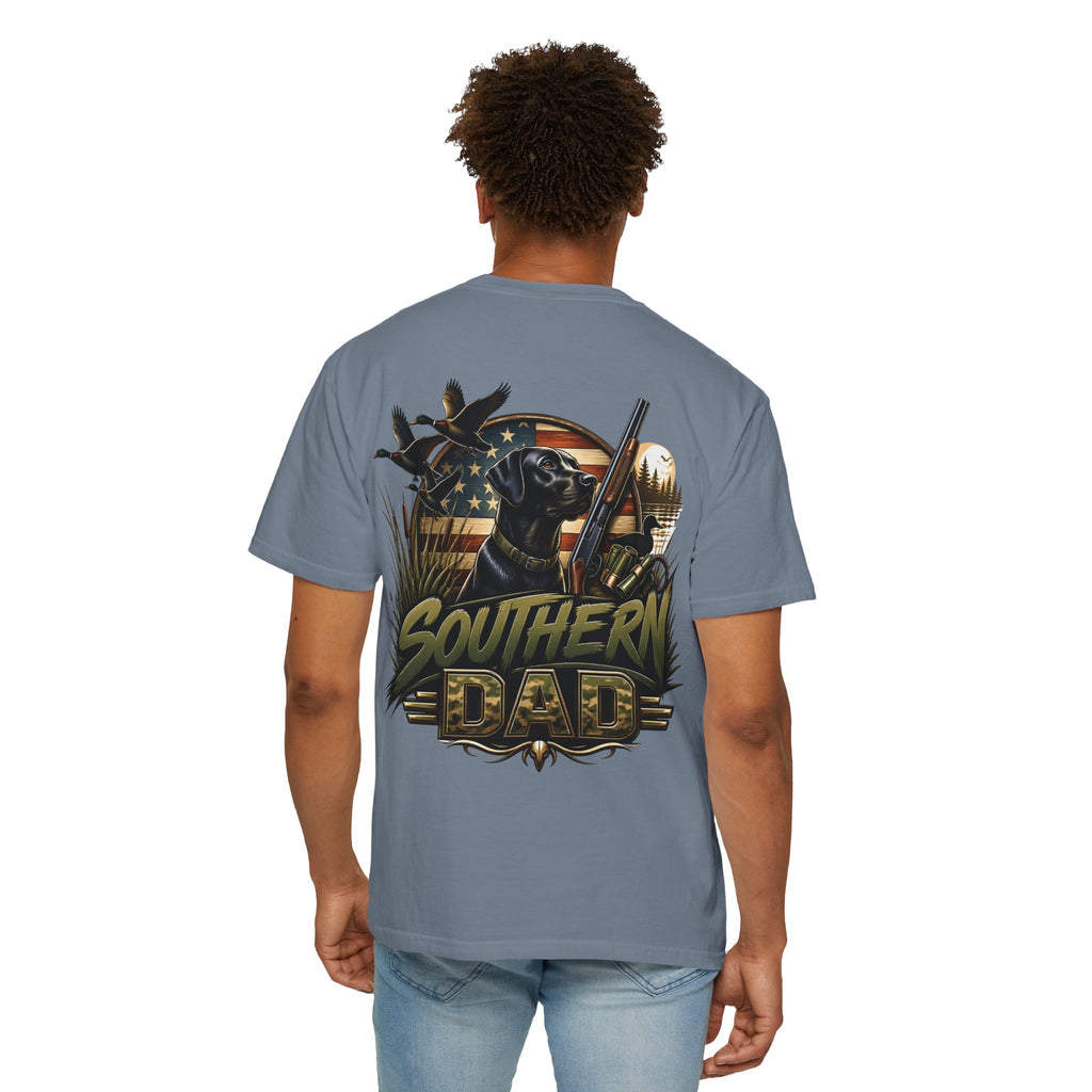 Southern Dad T-Shirt — Hunting Labrador & American Flag Graphic