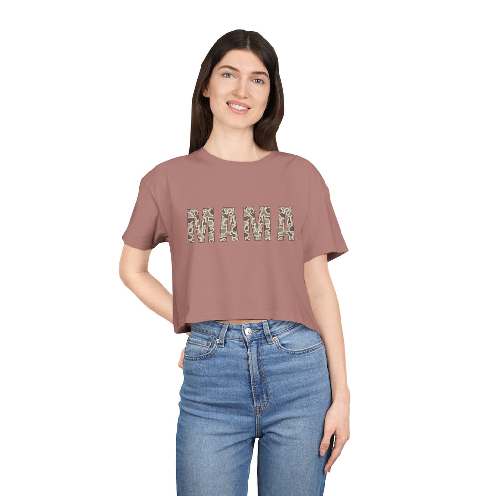 Mama Floral Crop Tee — Casual Women's Short Boxy Top