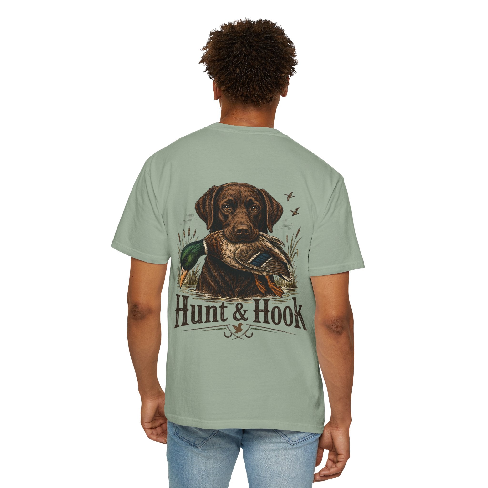Hunt & Hook Retriever T-Shirt — Hunting Dog & Duck Graphic Tee