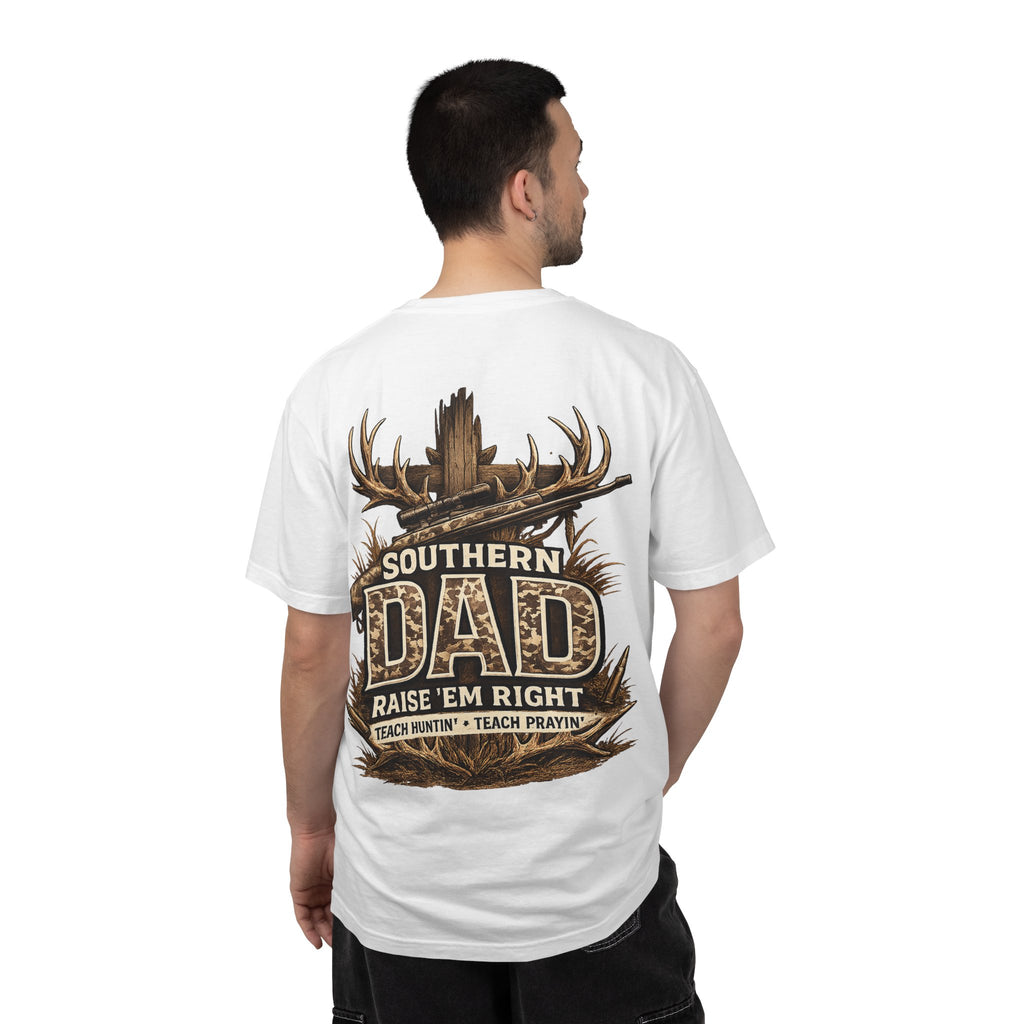 Southern Dad Hunting T-Shirt — "Raise 'Em Right" Graphic Tee