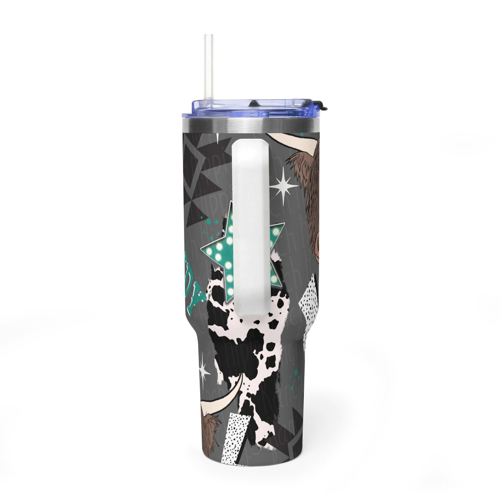 40oz Western Cactus Tumbler – Bull & Neon Cactus Vacuum Thermal Cup