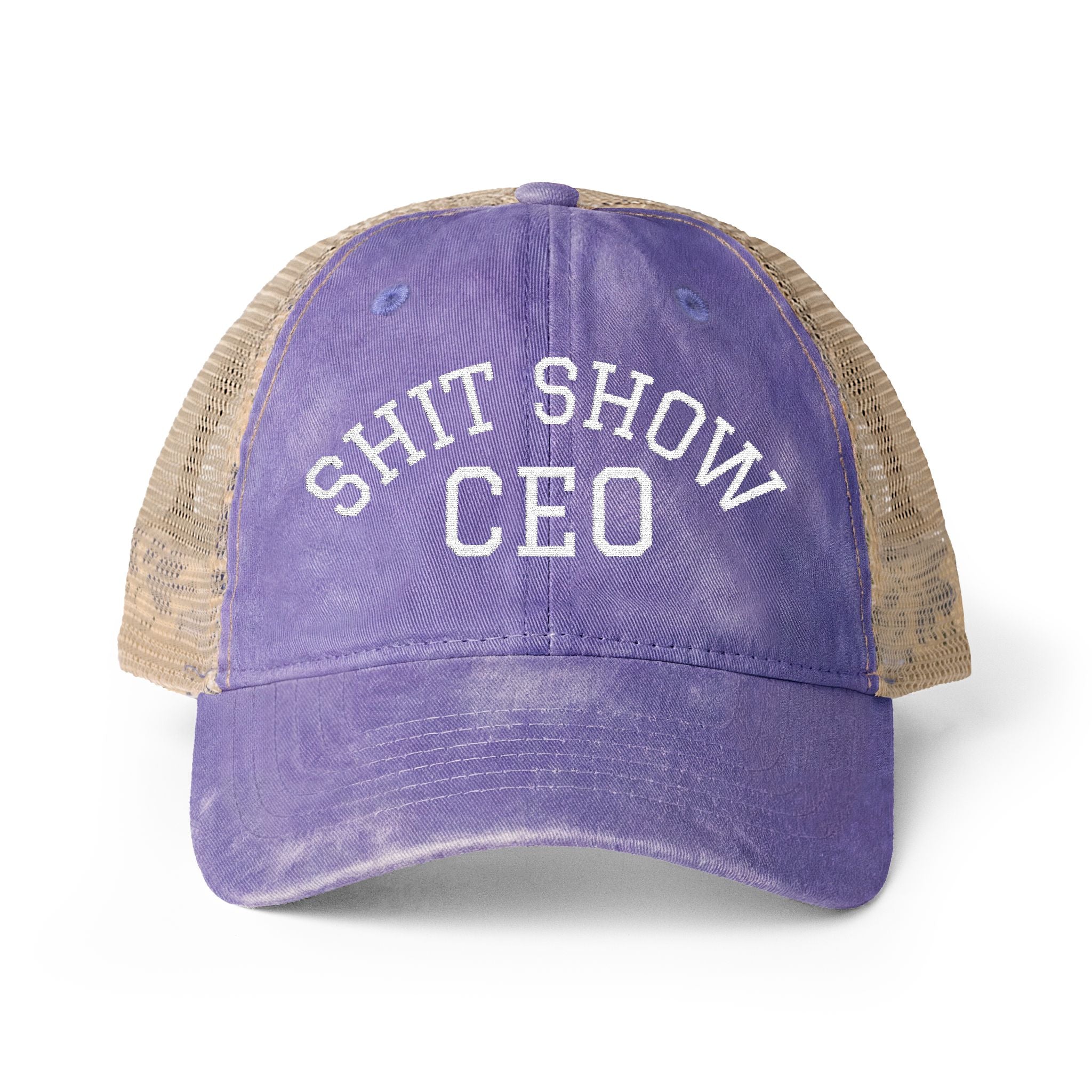 Women's Washed Mesh-Back Cap with Ponytail Hole