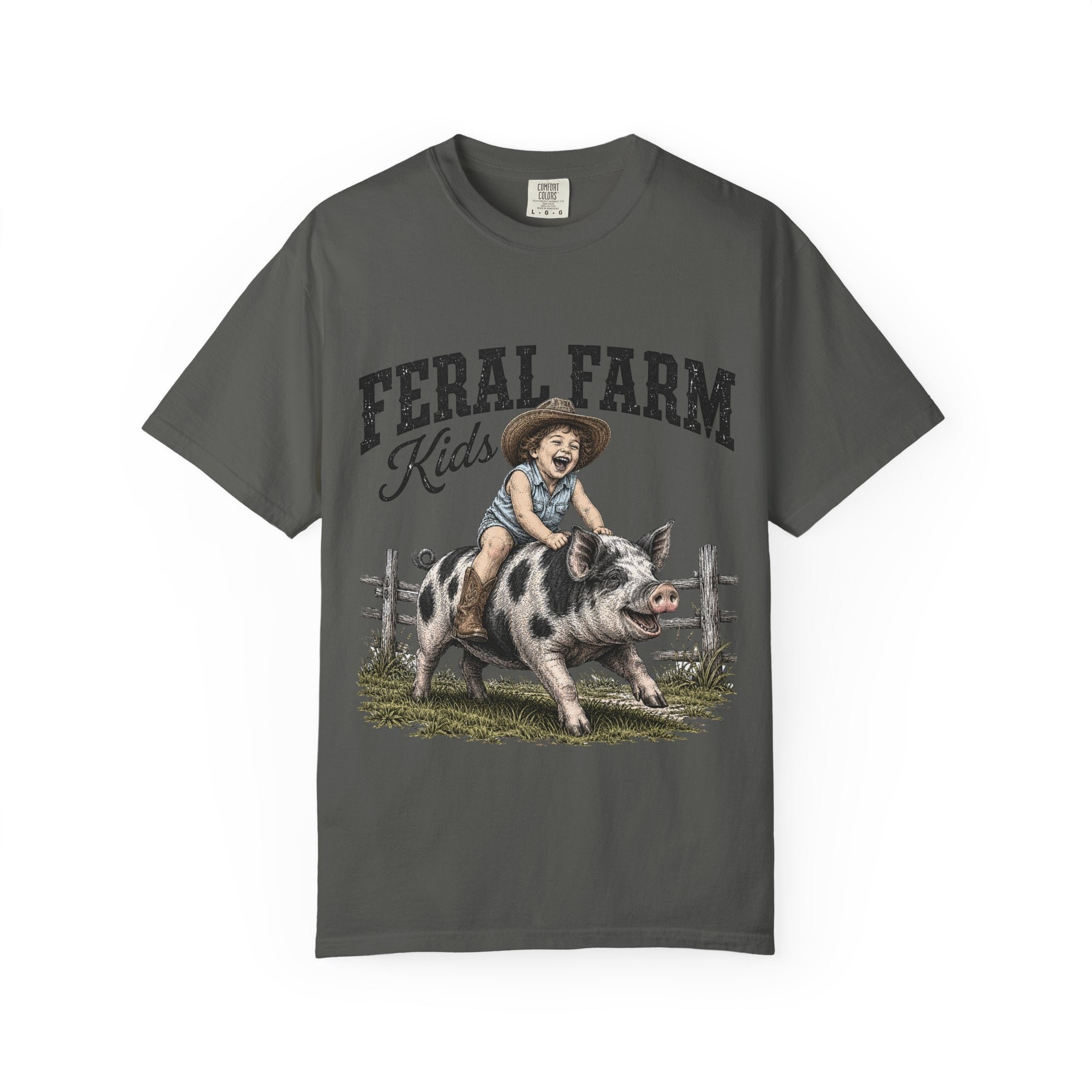 Feral Farm Kids T-Shirt — Vintage Pig Rider Graphic Tee