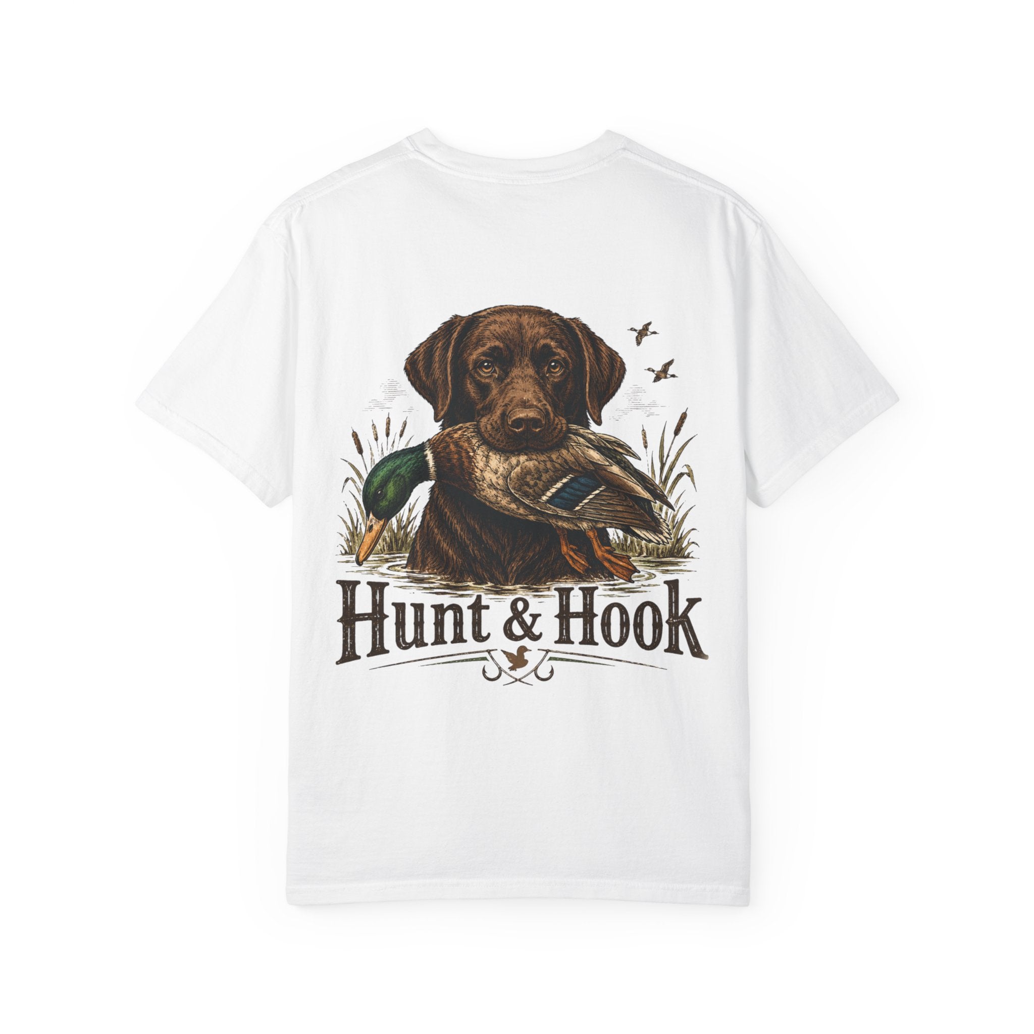 Hunt & Hook Retriever T-Shirt — Hunting Dog & Duck Graphic Tee