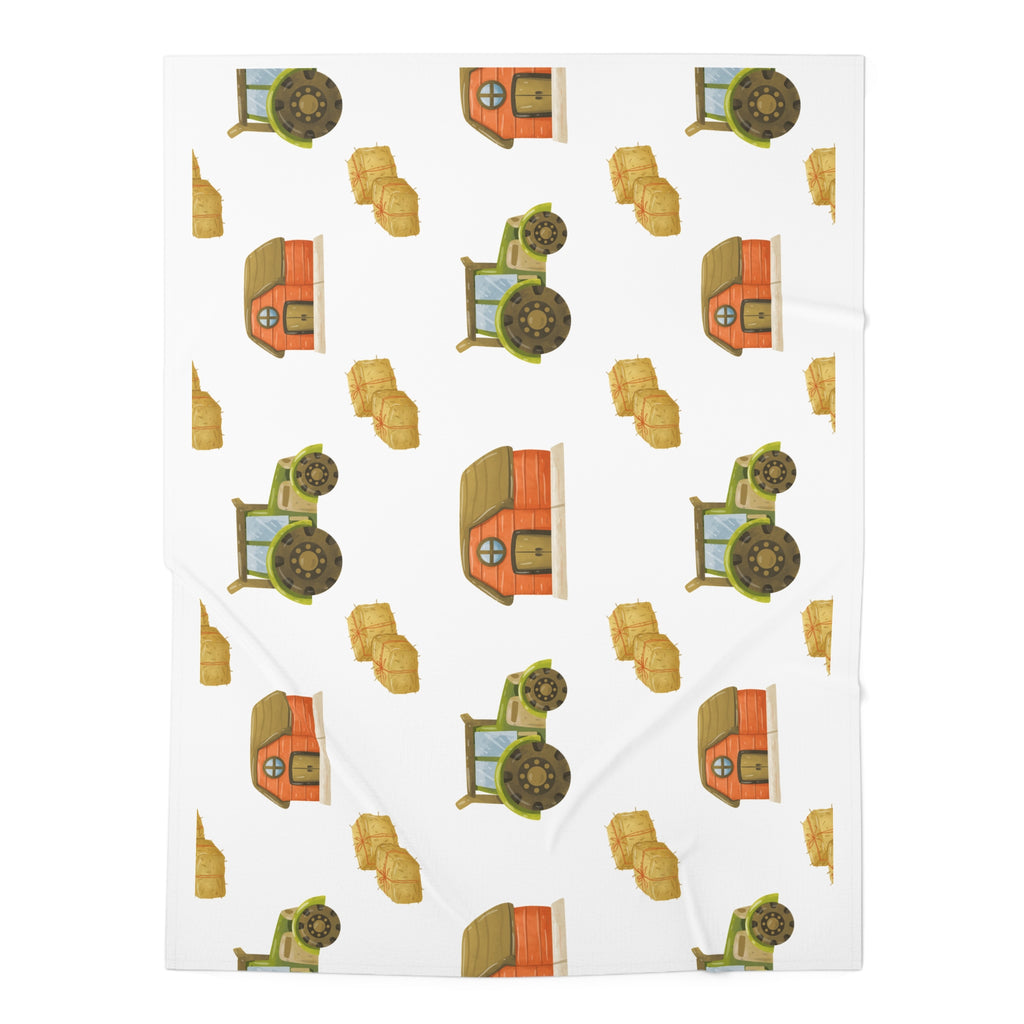 Farm Tractor & Barn Baby Swaddle Blanket — Soft Cotton Nursery Wrap for Newborns