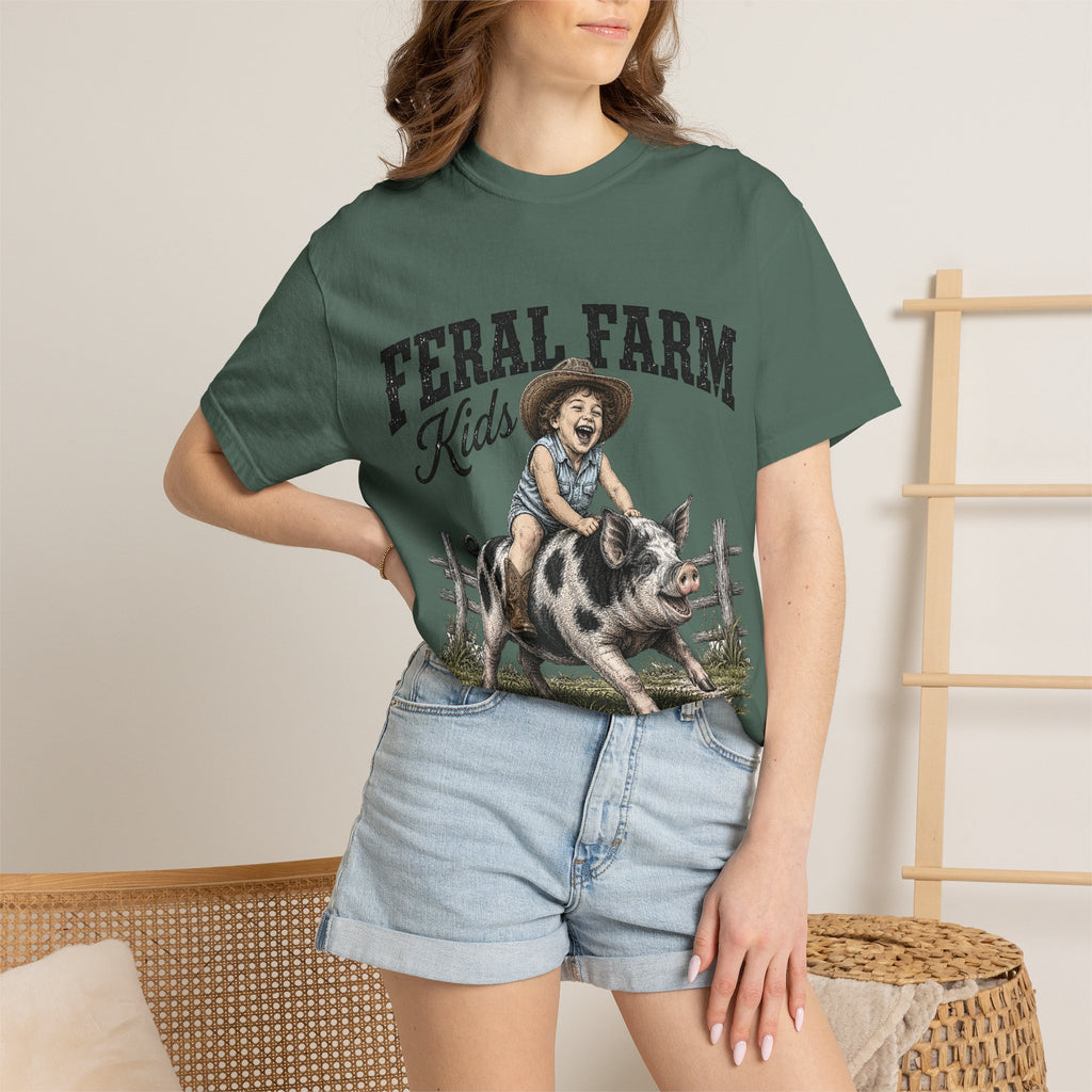Feral Farm Kids T-Shirt — Vintage Pig Rider Graphic Tee