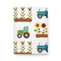 Farm Tractor Pattern Hardcover Journal — Sunflowers & Cornfield Notebook