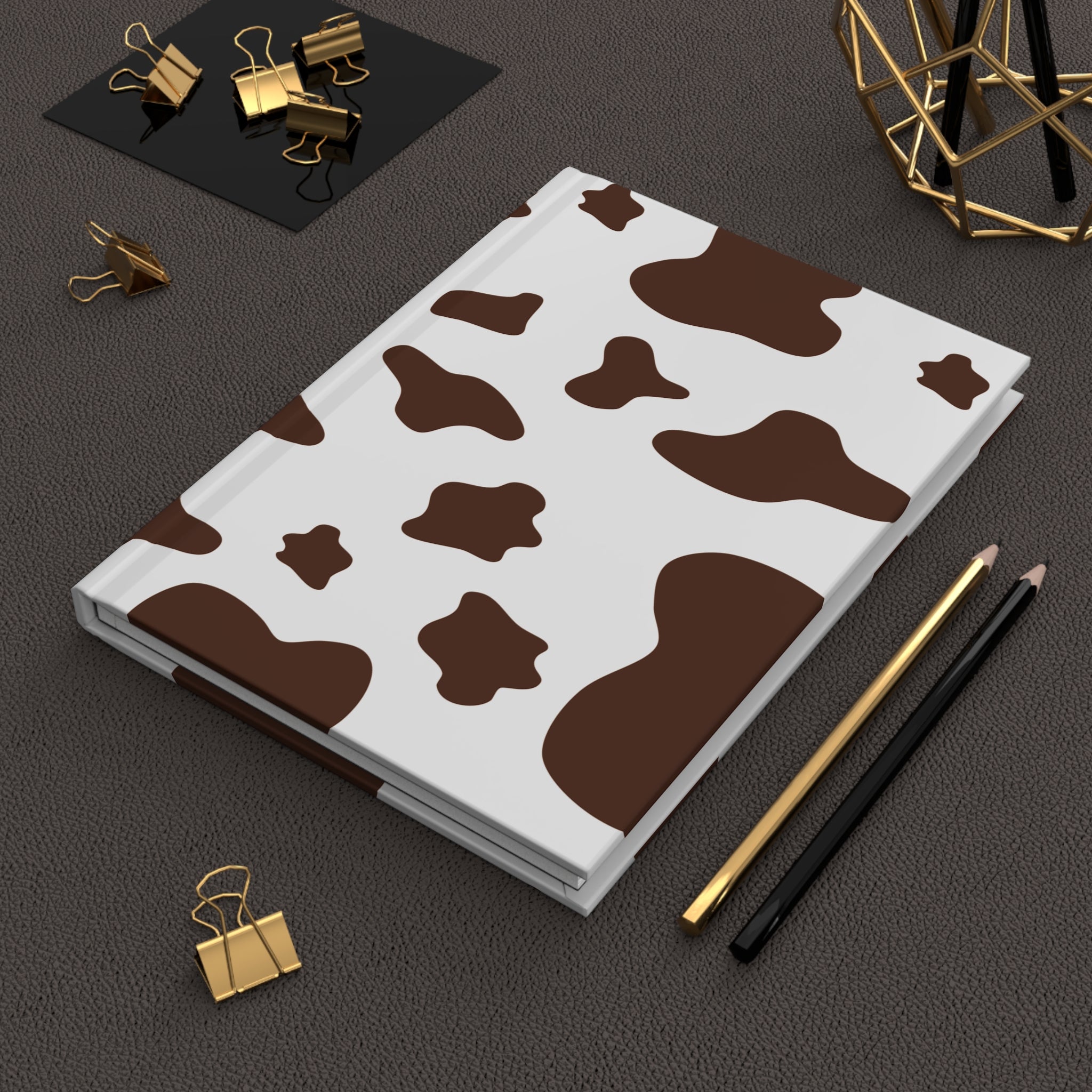 Cow Print Hardcover Journal — Brown & White Patterned Notebook