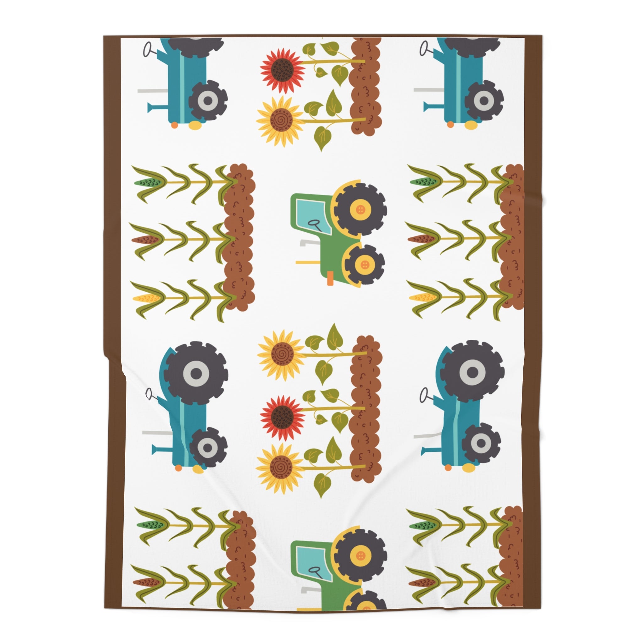 Farm Tractor Baby Swaddle Blanket — Cute Sunflower & Cornfield Nursery Wrap