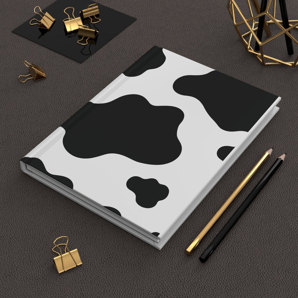 Cow Print Hardcover Journal — Black & White Notebook for Notes, Sketches & Journaling