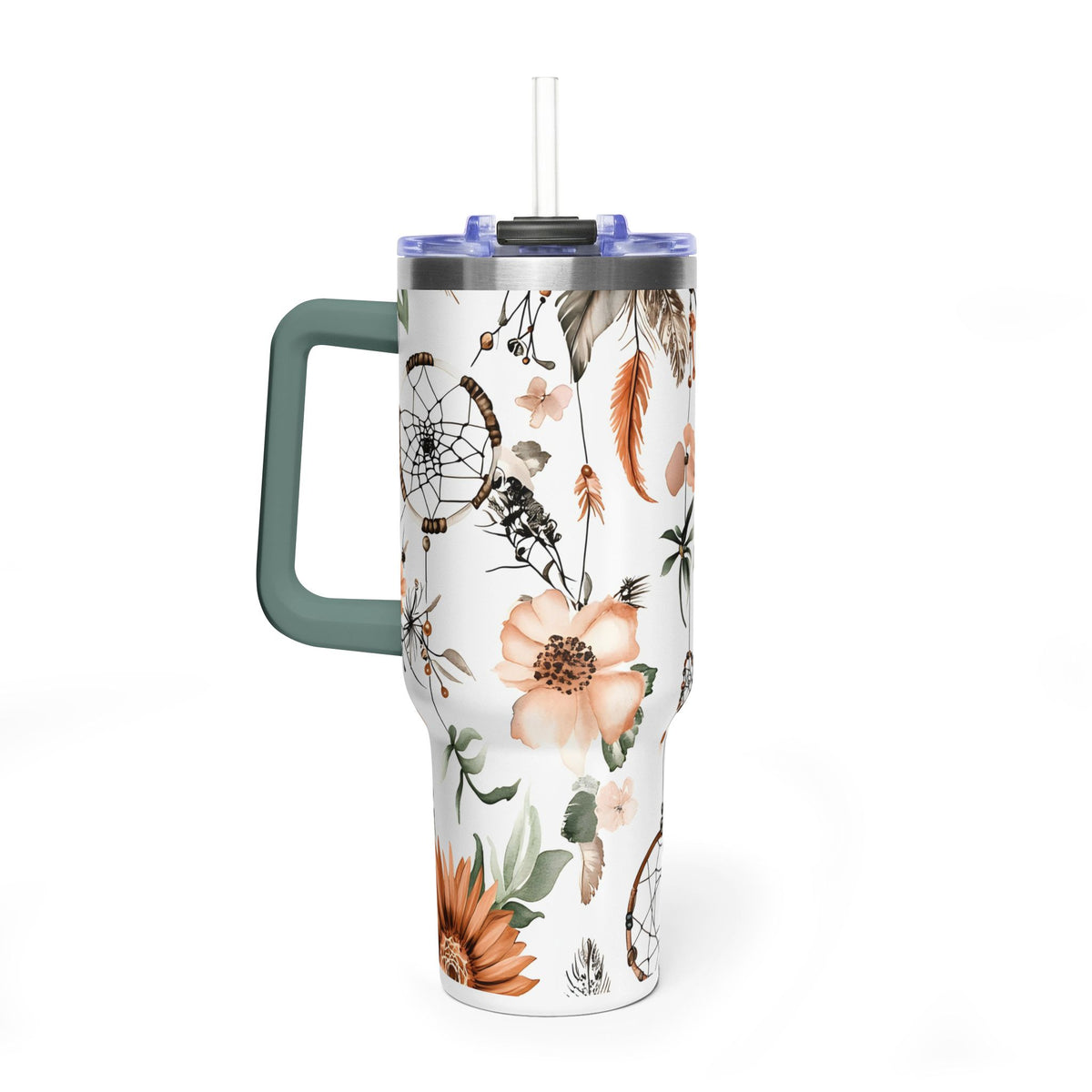 40oz Dreamcatcher Floral Tumbler - Insulated Vacuum Travel Cup
