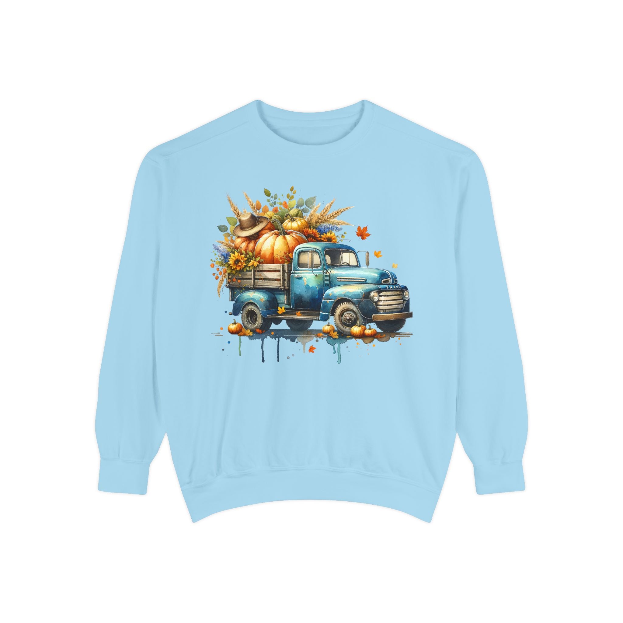 Fall Vintage Truck Sweatshirt – Pumpkin Harvest Graphic Crewneck