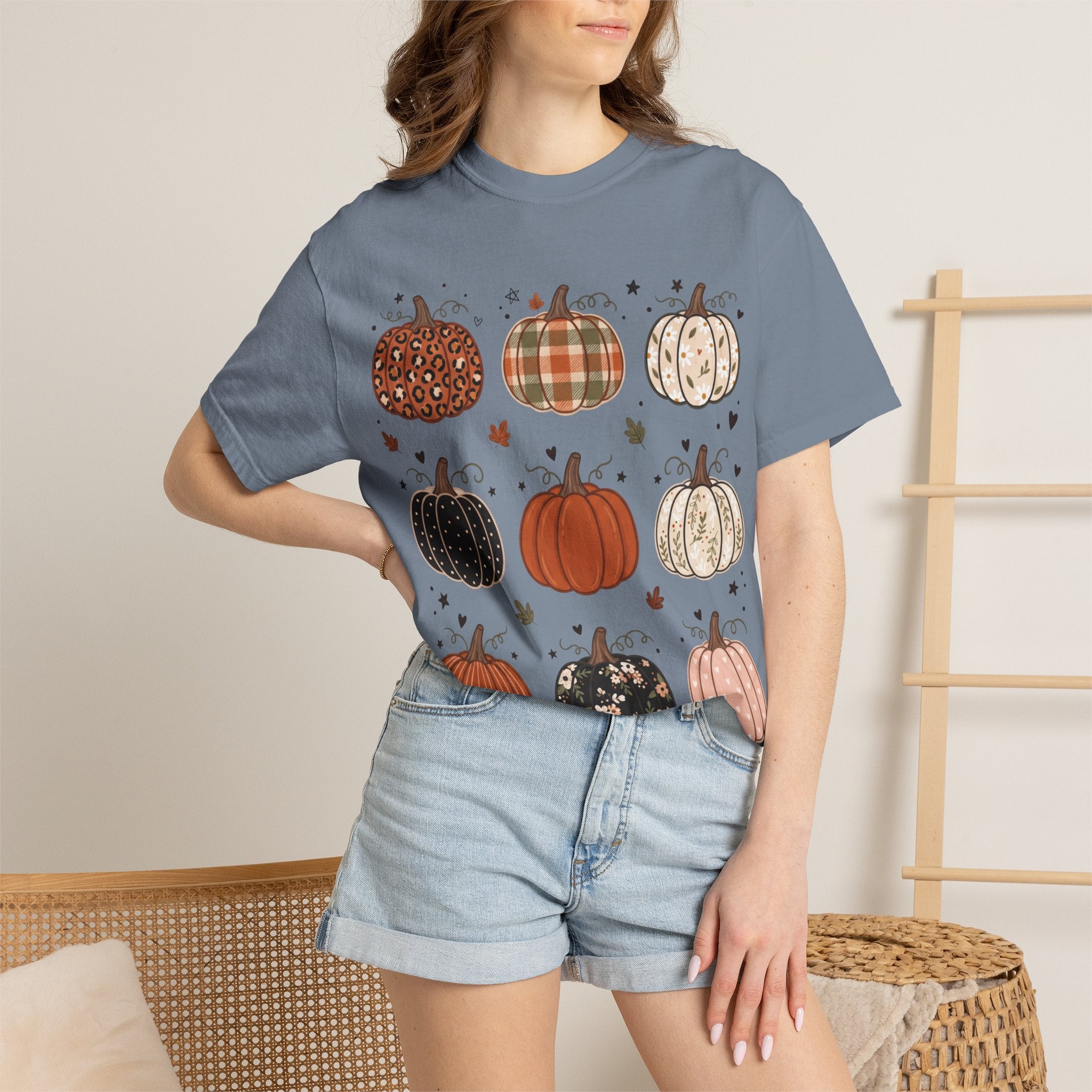 Pumpkin Patch T-Shirt — Fall Plaid & Floral Pumpkins Graphic Tee