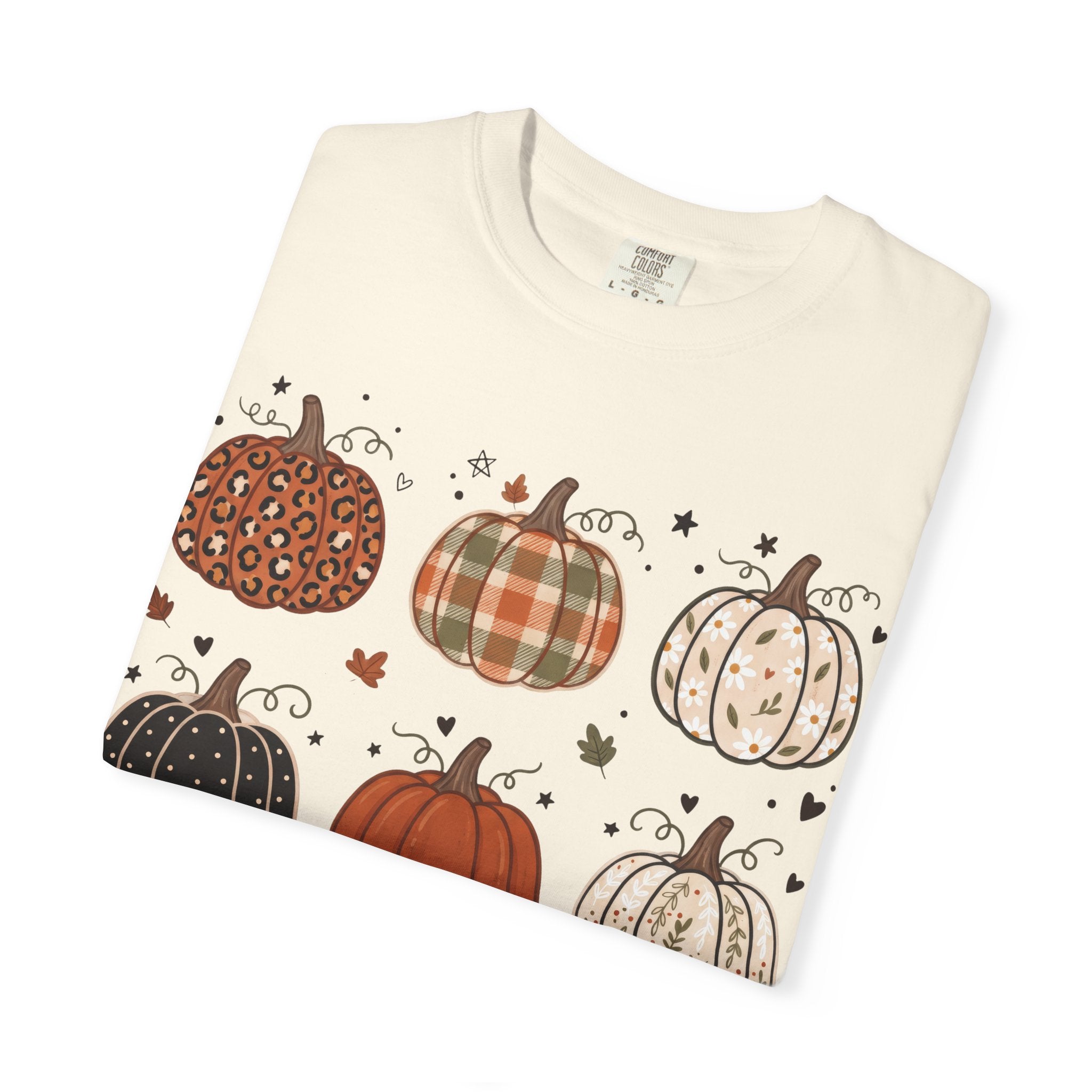 Pumpkin Patch T-Shirt — Fall Plaid & Floral Pumpkins Graphic Tee