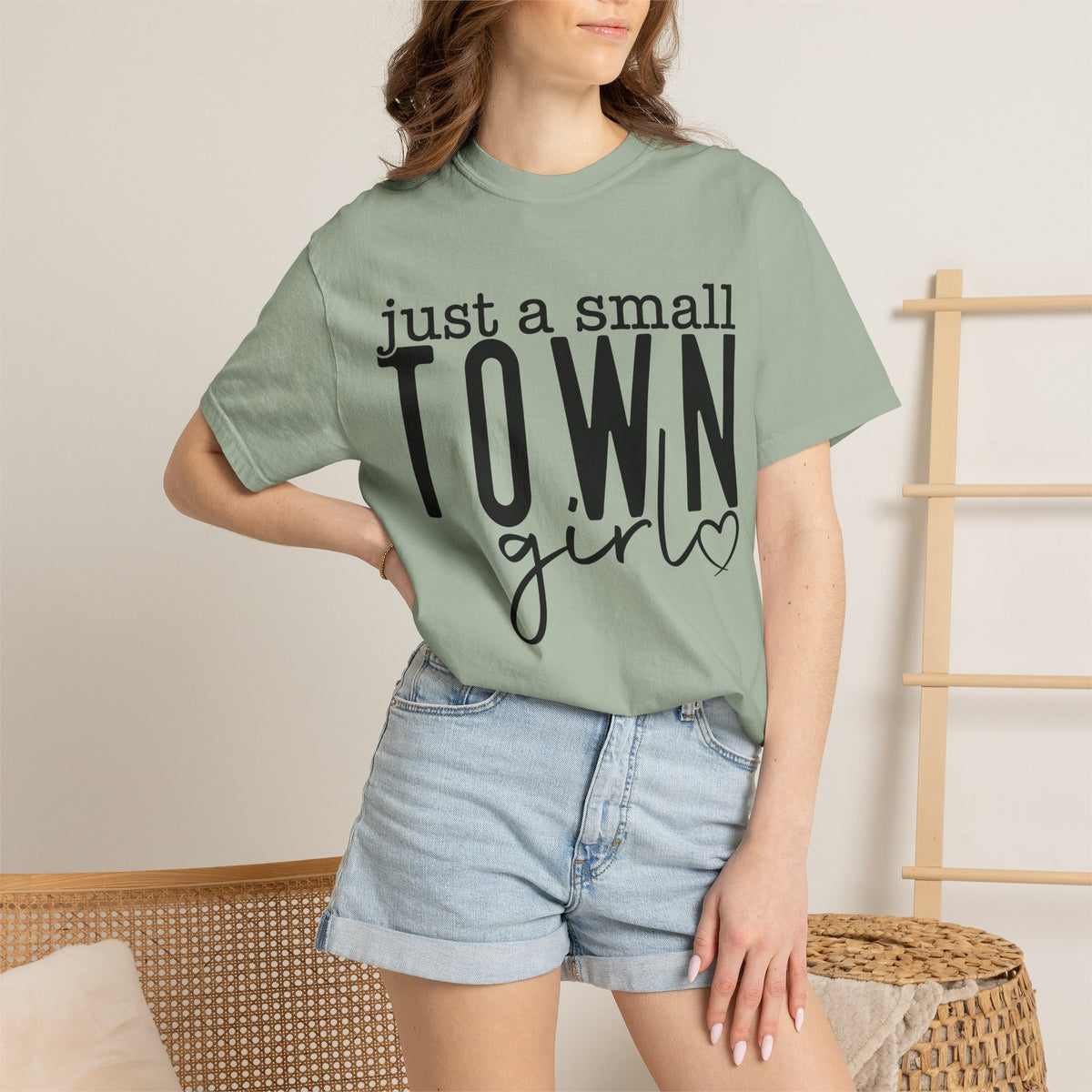 Just a Small Town Girl T‑Shirt — Retro Script Country Pride Tee