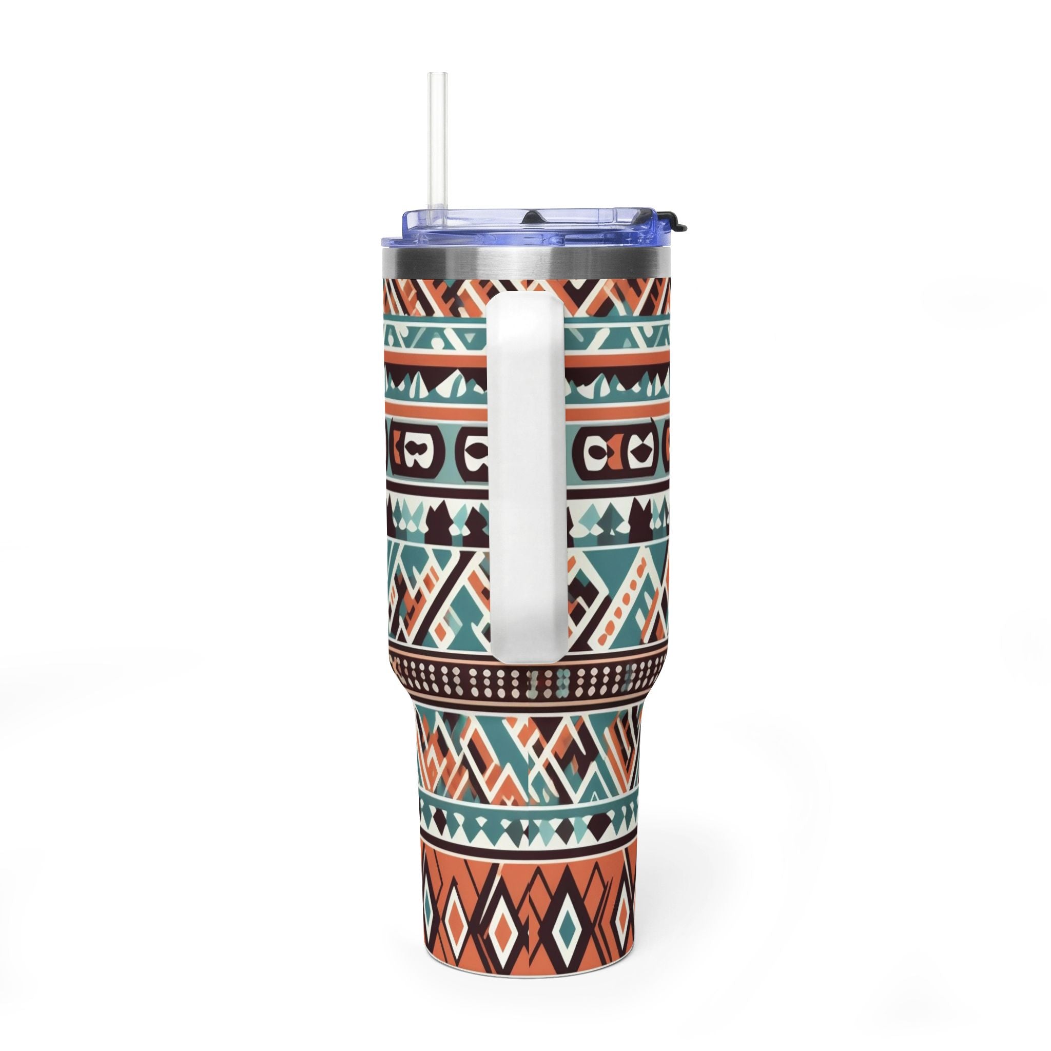 40oz Aztec Thermal Tumbler – Insulated Travel Cup with Handle