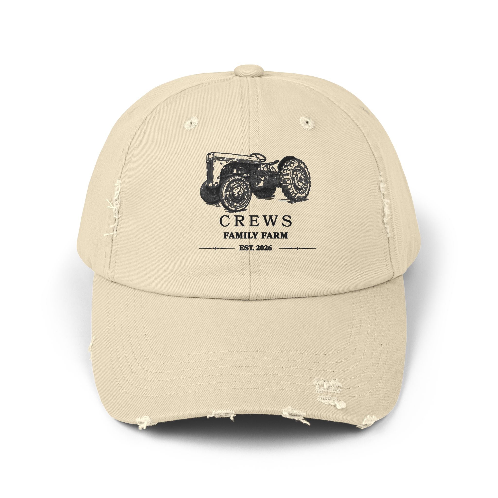 Distressed Tractor Cap — "Crews Family Farm" Vintage Farmers Hat