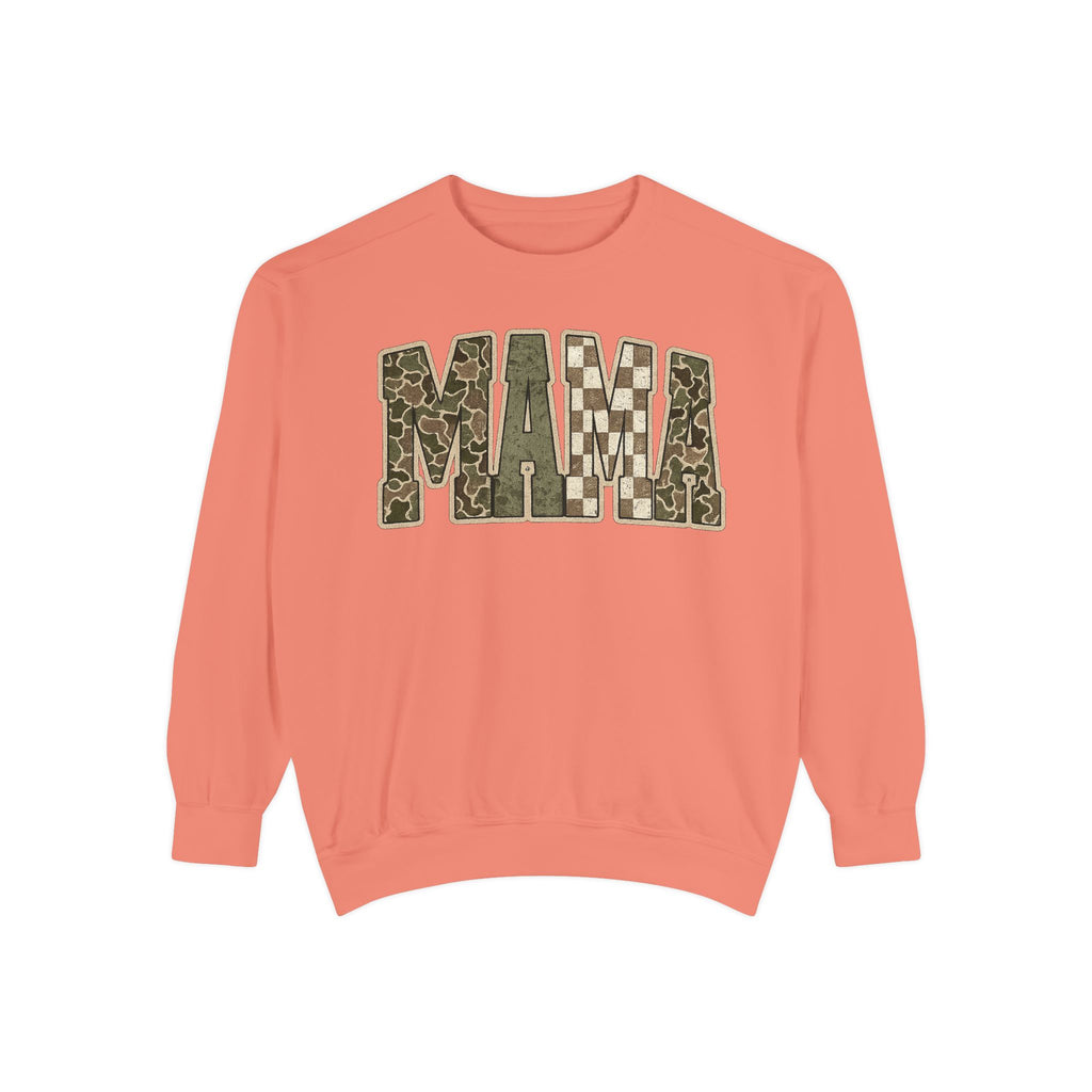 MAMA Camo Patch Sweatshirt — Women's Mama Graphic Crewneck