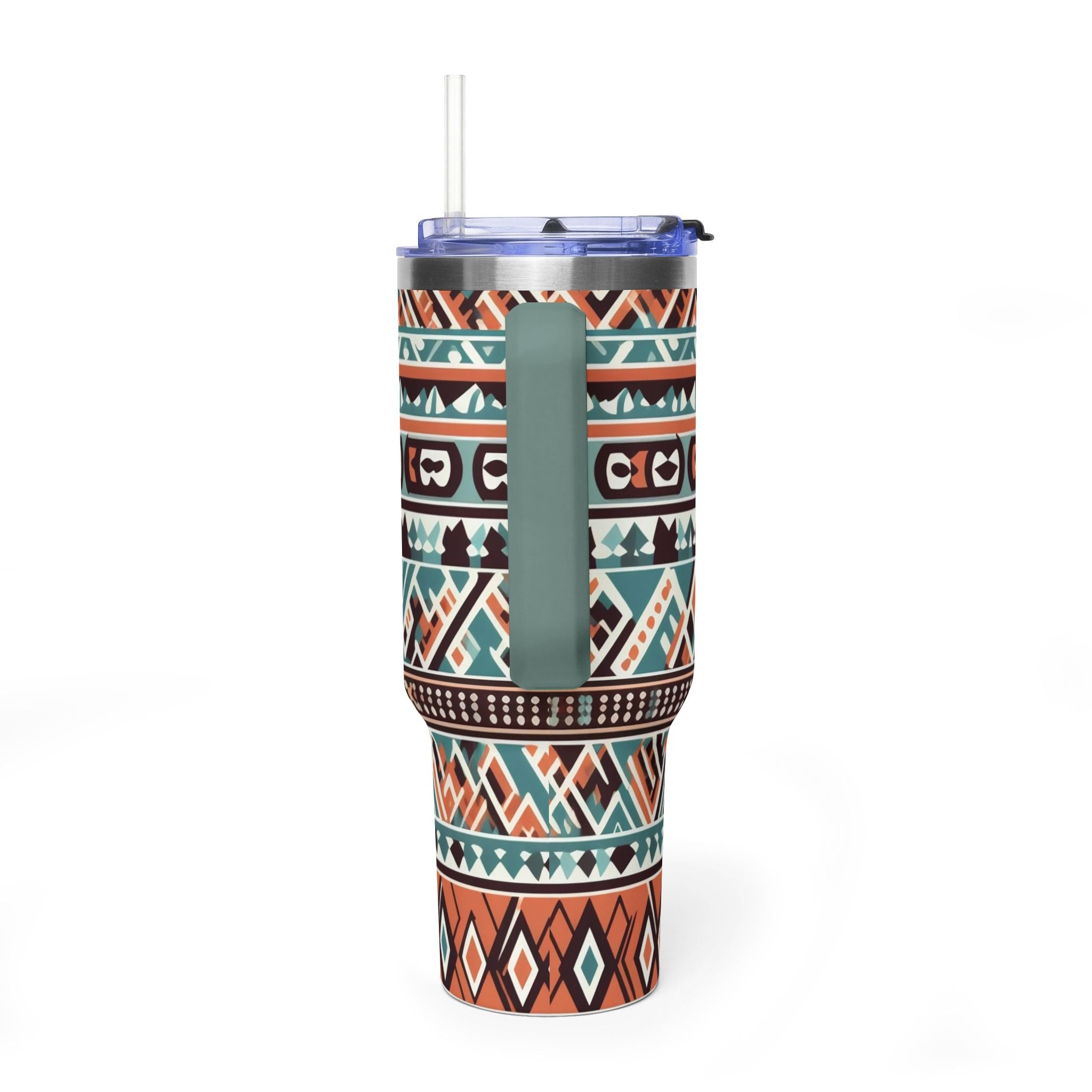 40oz Aztec Thermal Tumbler – Insulated Travel Cup with Handle