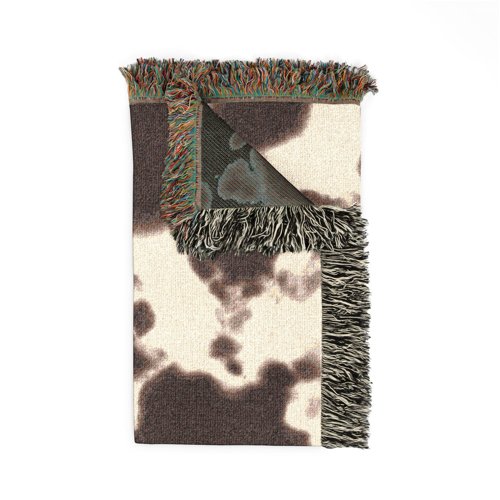 Cowhide Pattern Woven Blanket — Rustic Western Throw for Living Room & Cabin