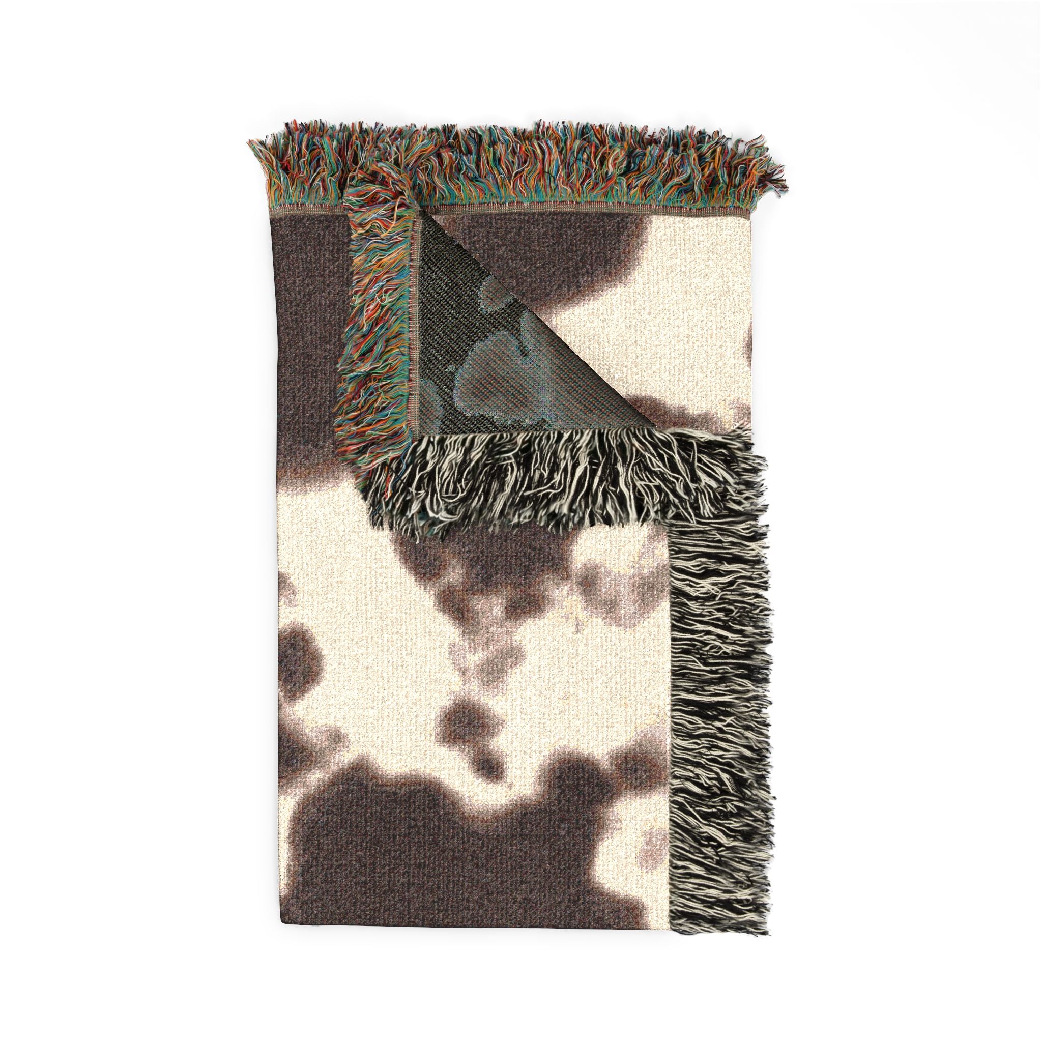 Cowhide Pattern Woven Blanket — Rustic Western Throw for Living Room & Cabin