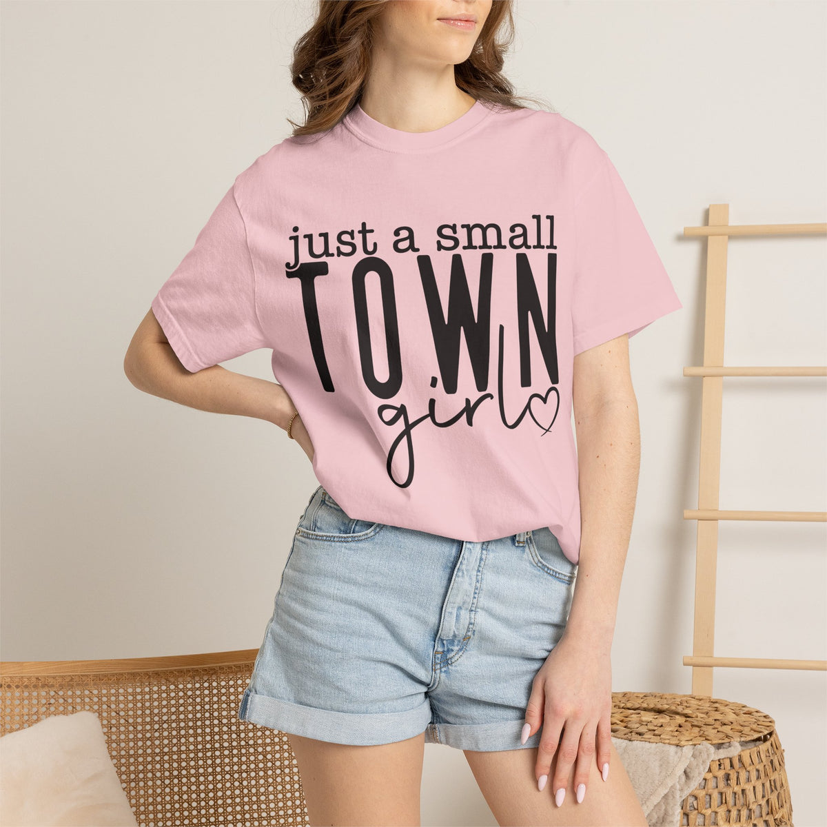 Just a Small Town Girl T‑Shirt — Retro Script Country Pride Tee