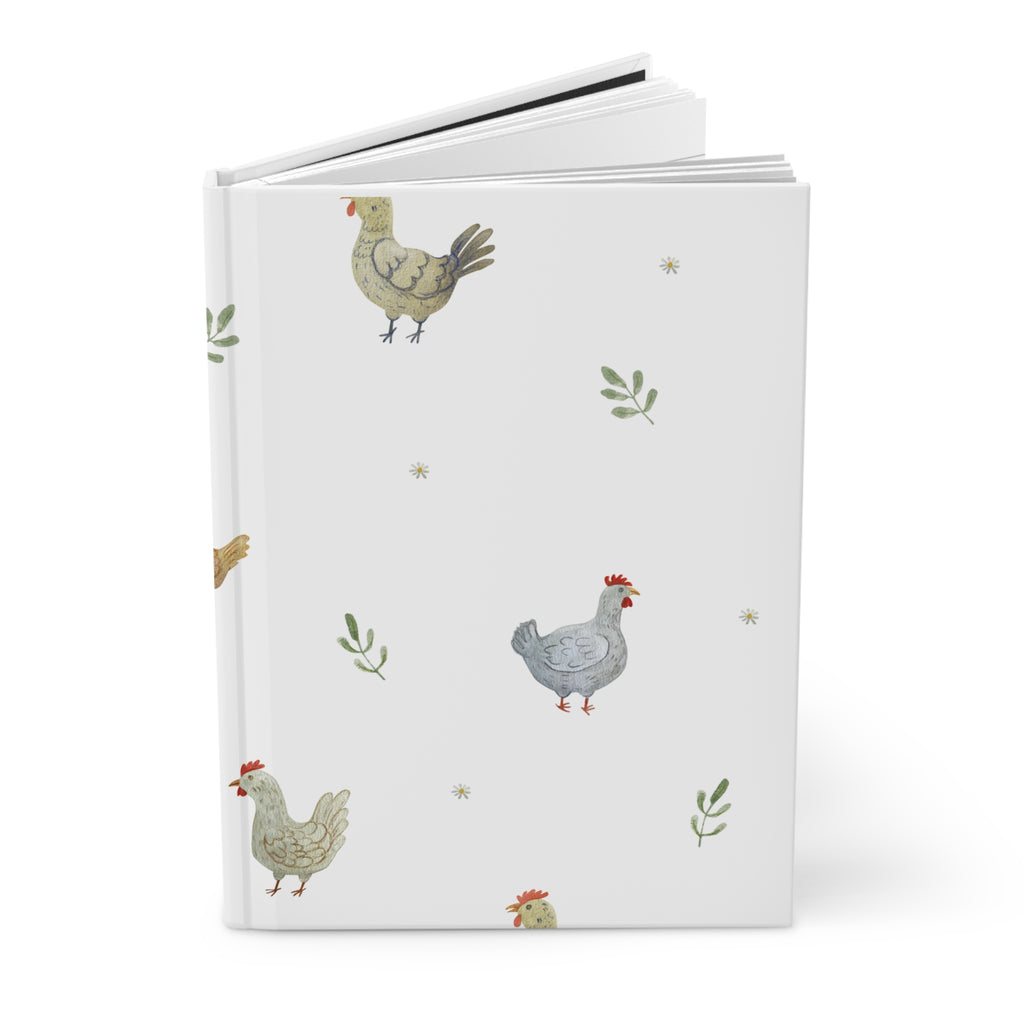 Chicken Pattern Hardcover Journal — Cute Farmhouse Notebook for Notes & Recipes