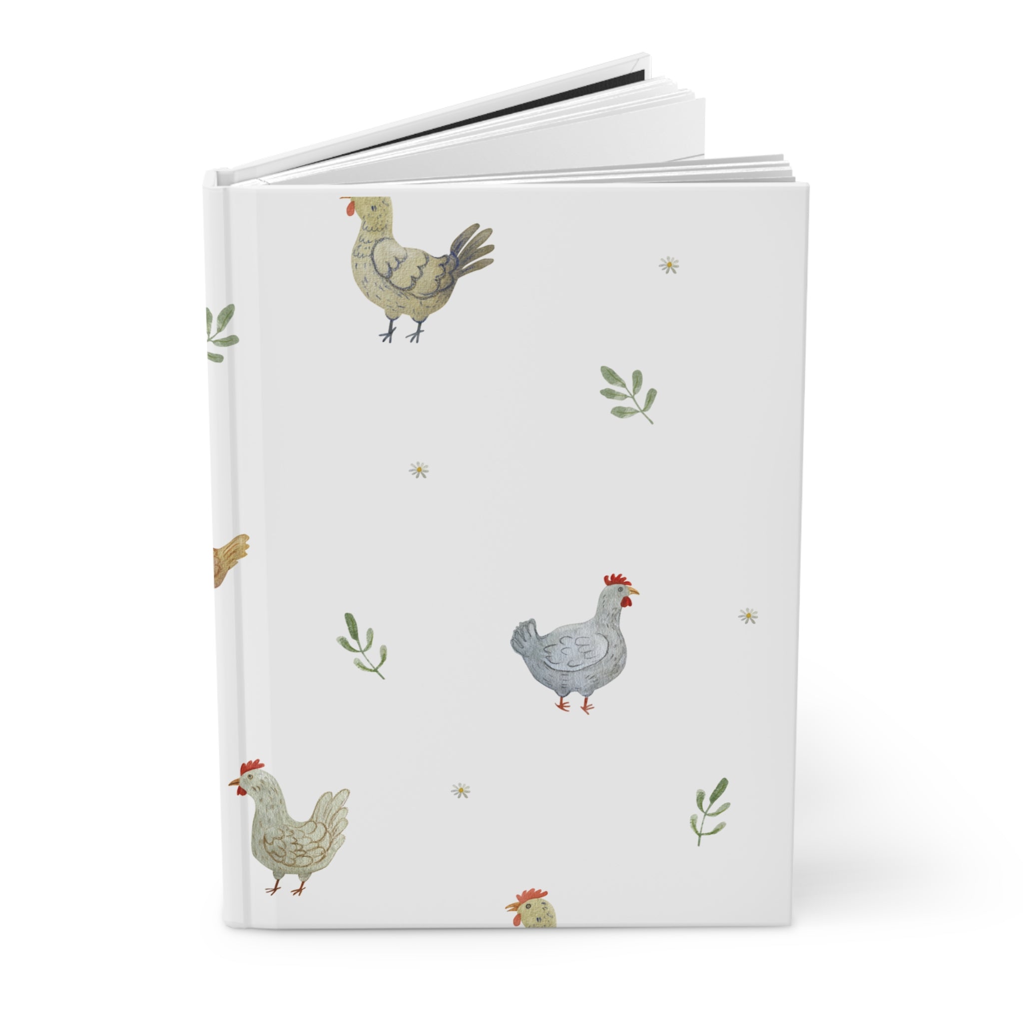 Chicken Pattern Hardcover Journal — Cute Farmhouse Notebook for Notes & Recipes